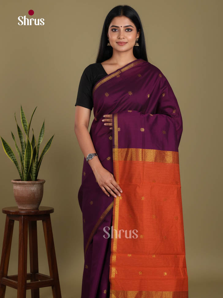 Violet & Brick- Semi Maheshwari Saree