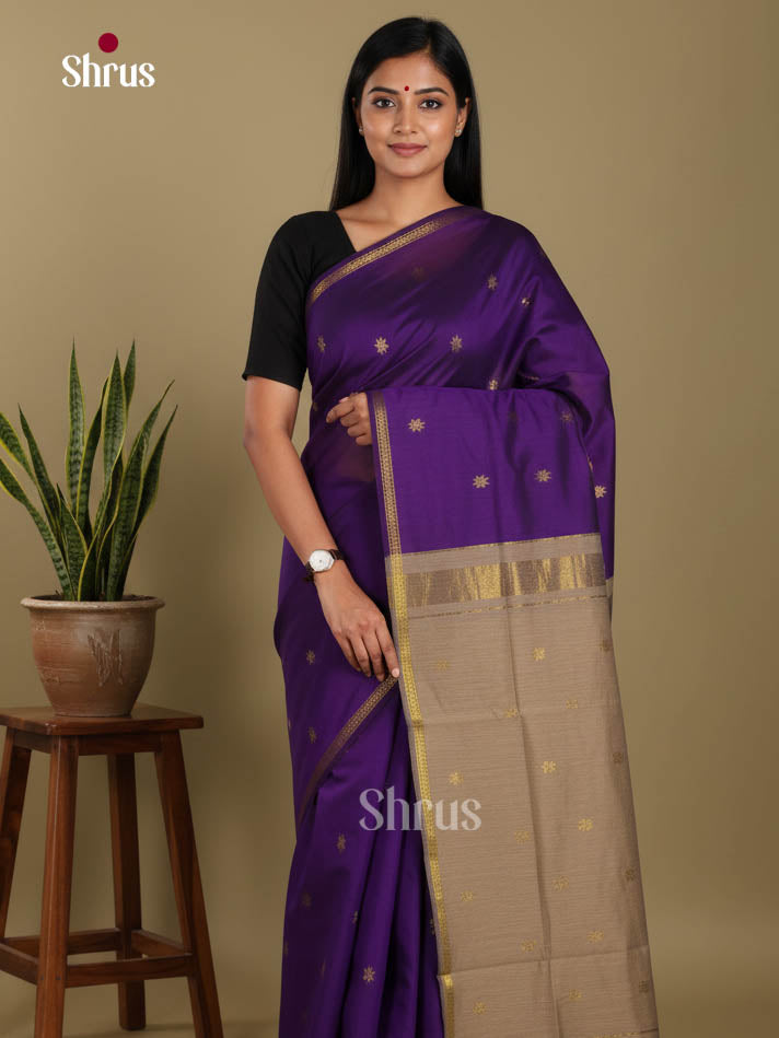Violet & Grey - Semi Maheshwari Saree