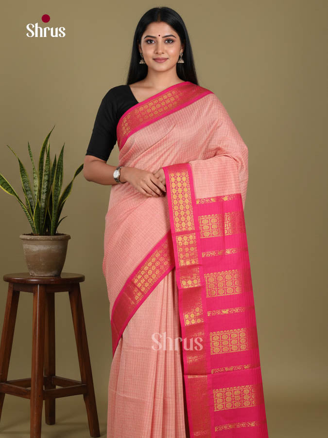 Peach & Pink- Kalyani Cotton Saree