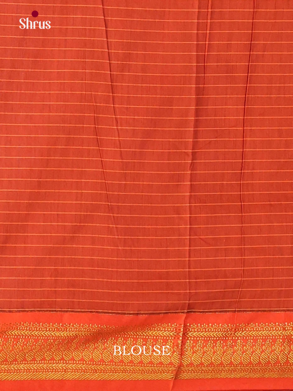Grey & Orange- Kalyani Cotton Saree - Shop on Shrus.com