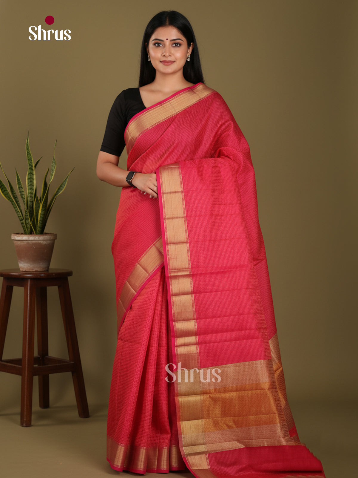 DKS06098 - Semi Rawsilk Saree - Shop on Shrus.com