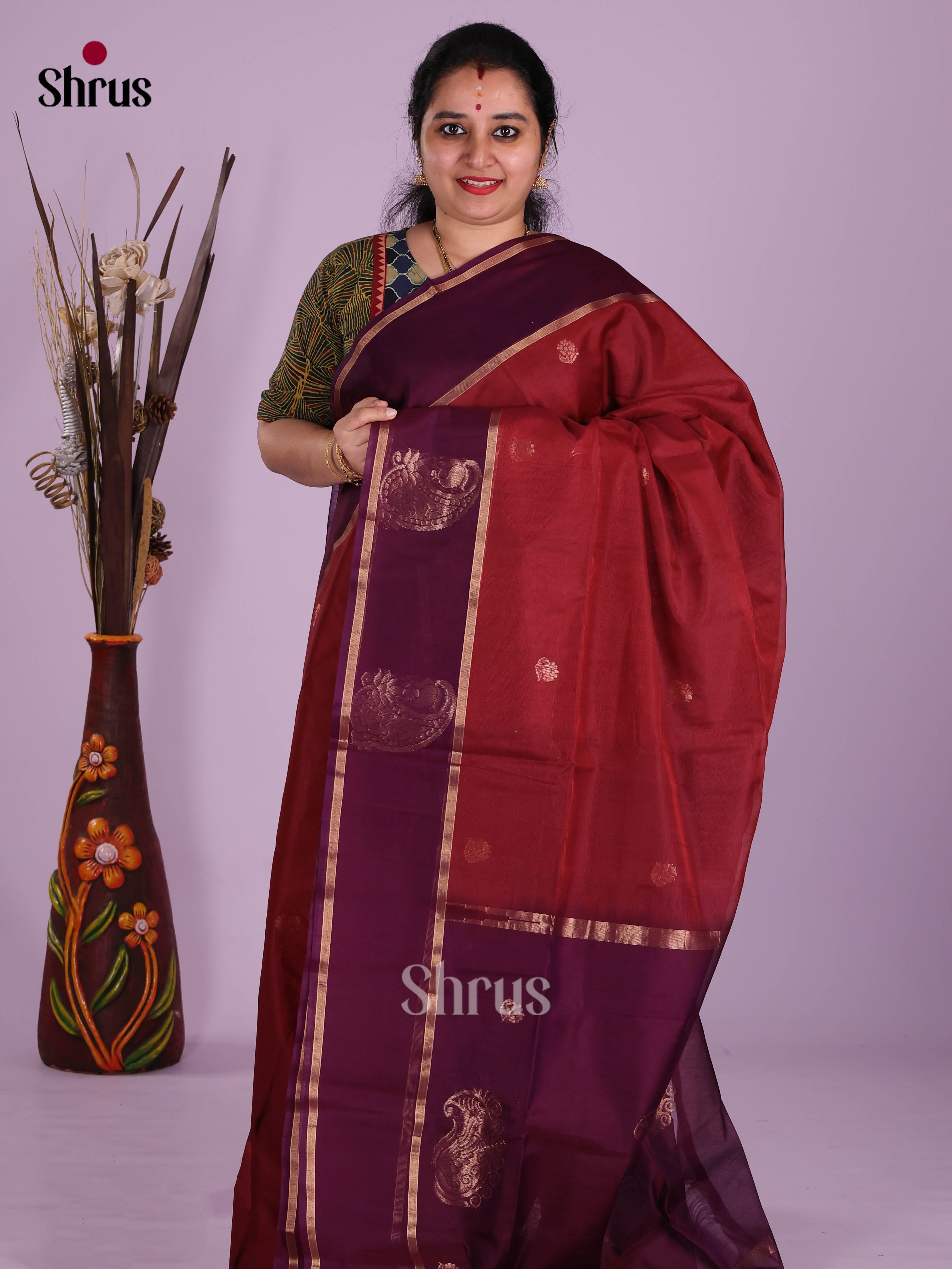 Maroon & Purple - Timeless Silk Cotton Saree