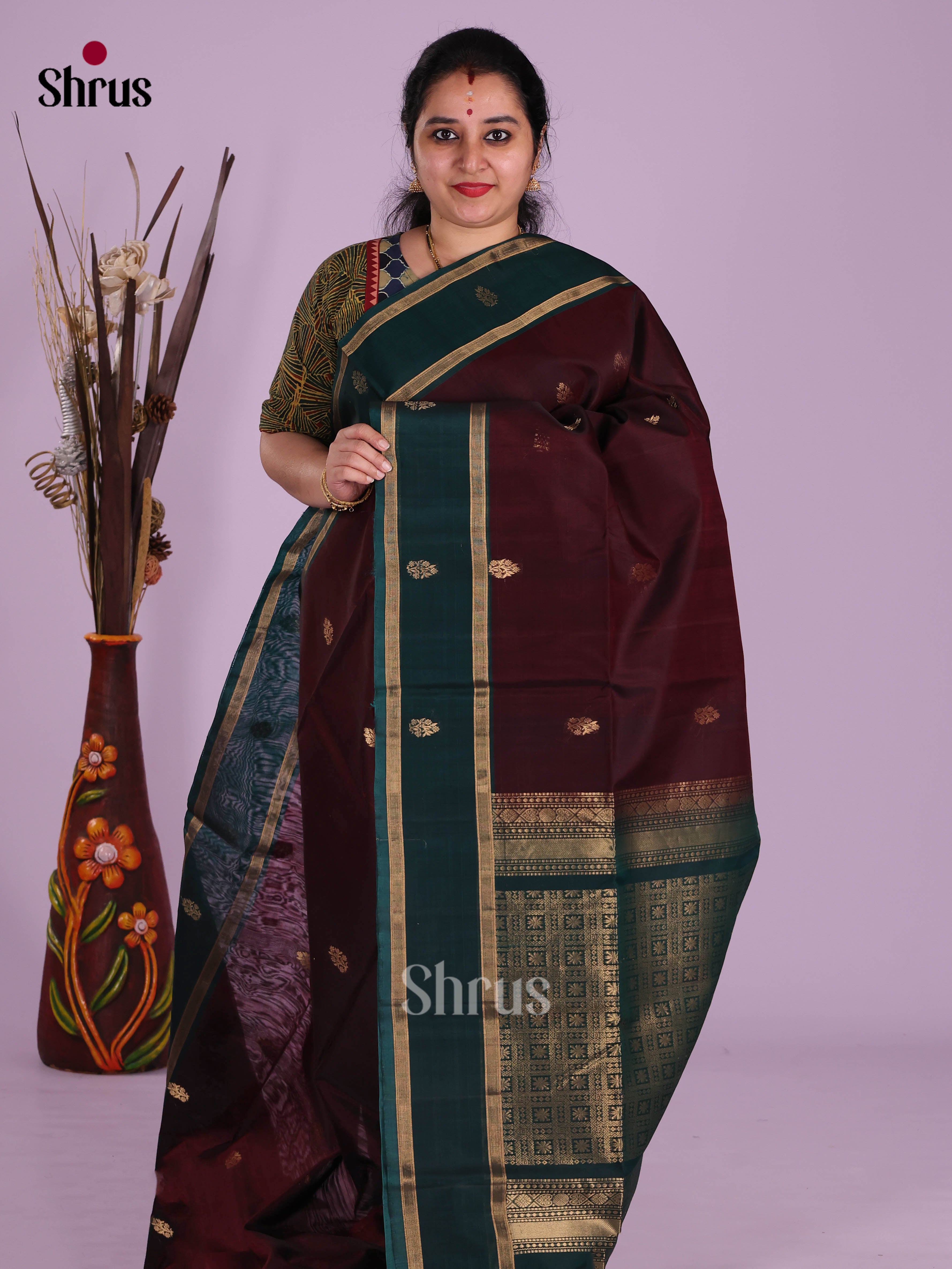 Maroon & Peacock Blue- Timeless Silk Cotton Saree