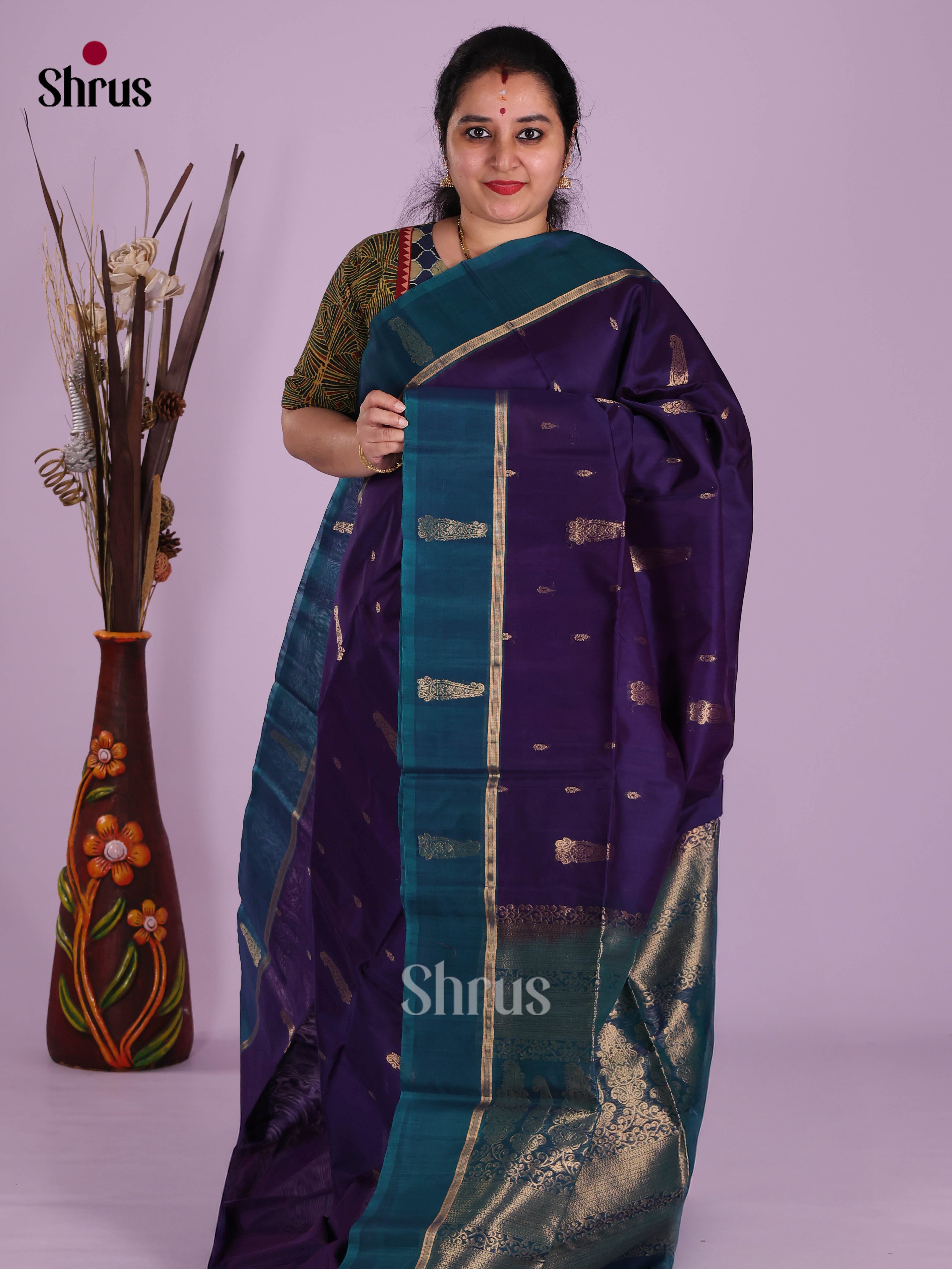 Violet & Blue - Timeless Silk Cotton Saree - Shop on Shrus.com