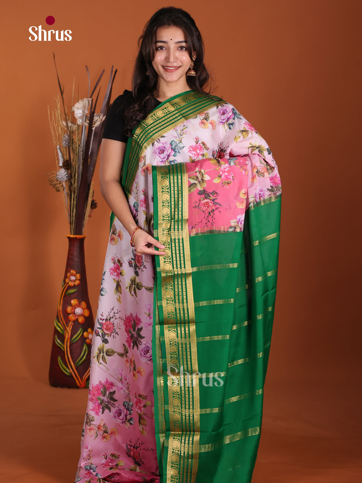 DKS06300 - Mysore Silk Print Saree