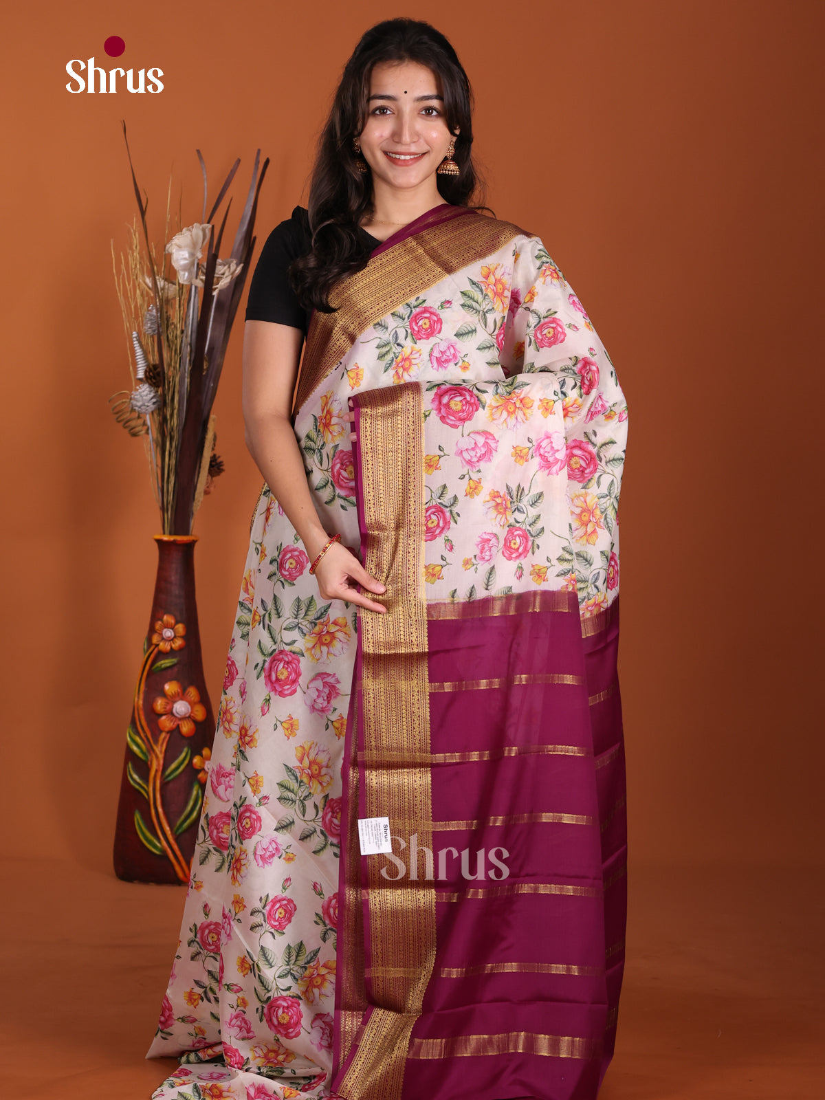 DKS06301 - Mysore Silk Print Saree