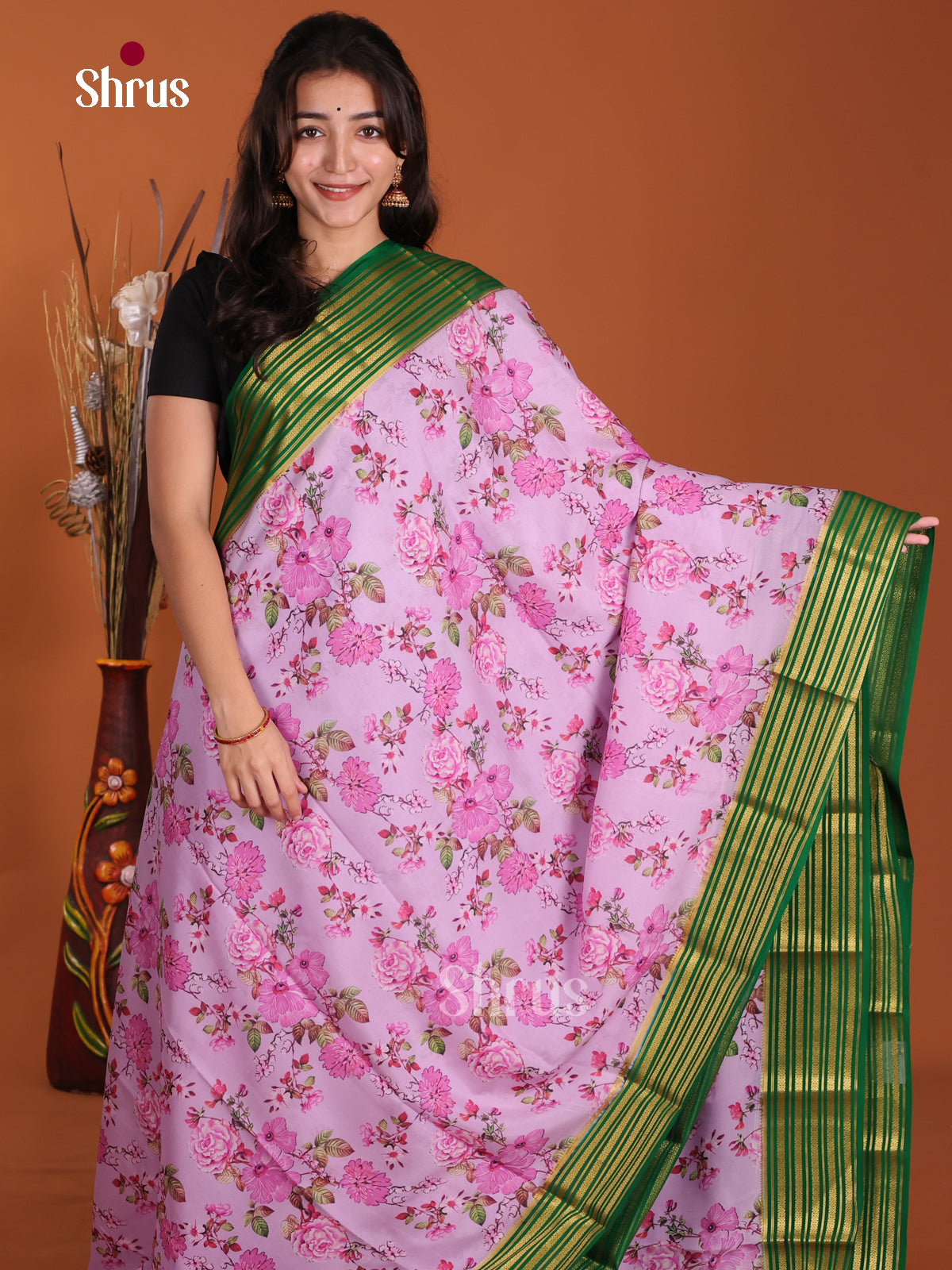DKS06312 - Mysore Silk Print Saree