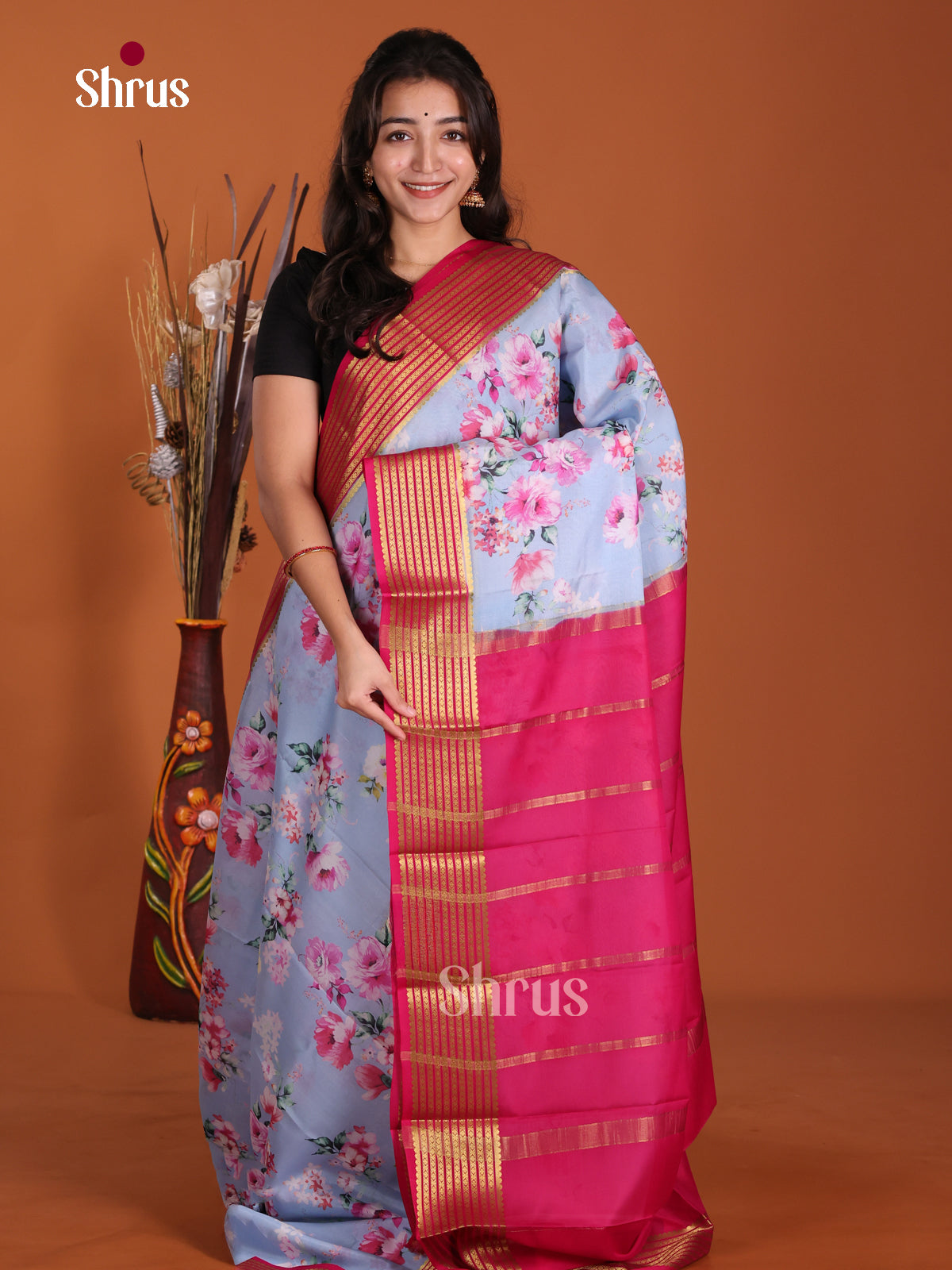 DKS06316 - Mysore Silk Print Saree