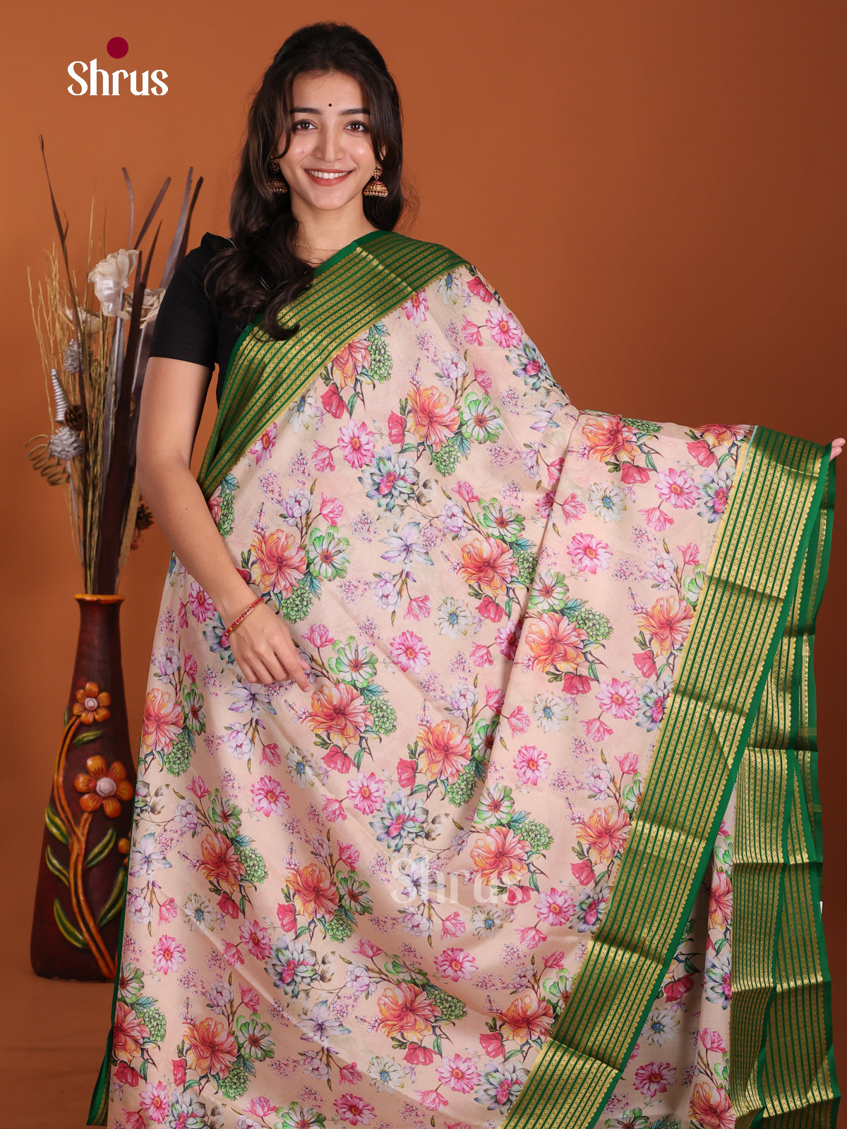 DKS06317 - Mysore Silk Print Saree
