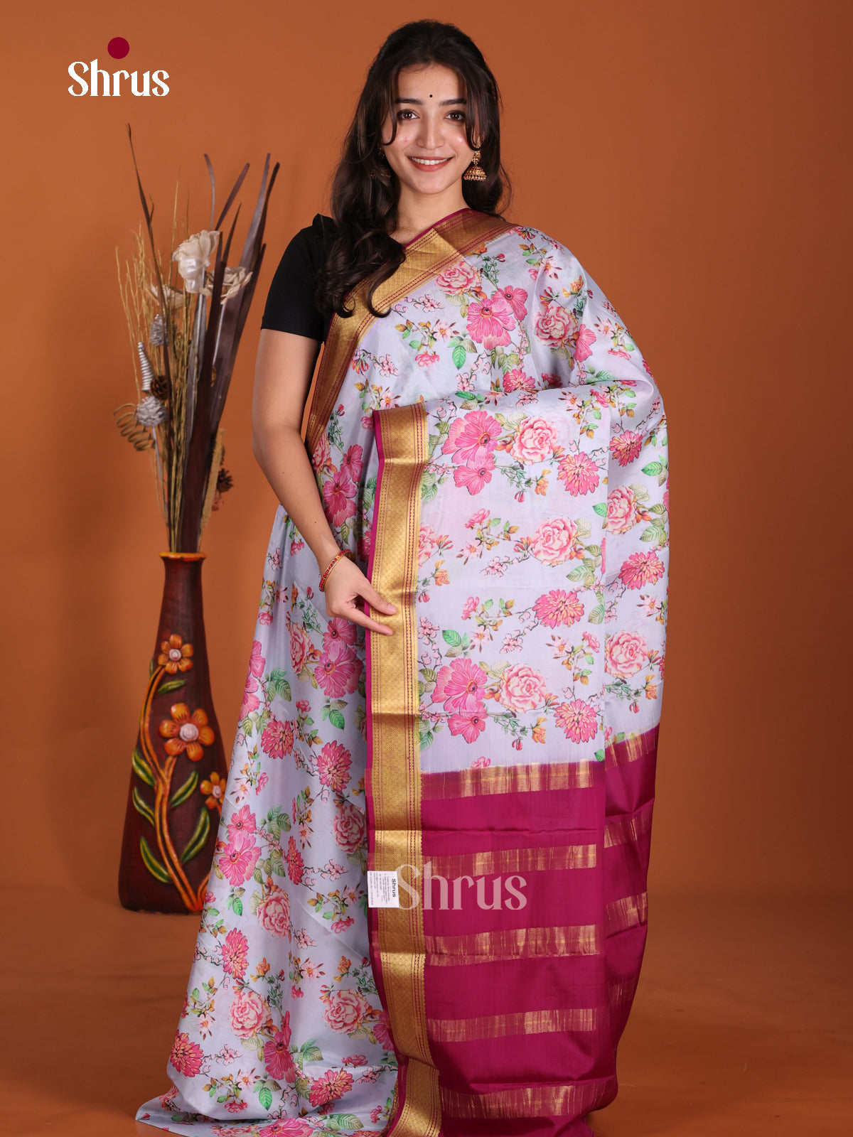 DKS06318 - Mysore Silk Print Saree