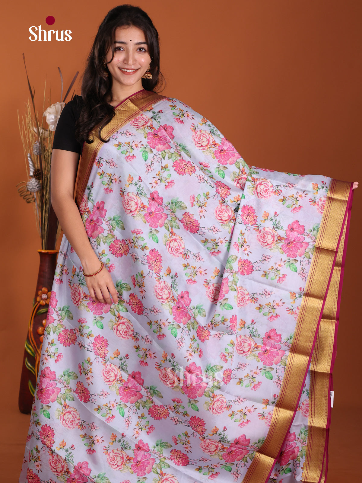 DKS06318 - Mysore Silk Print Saree