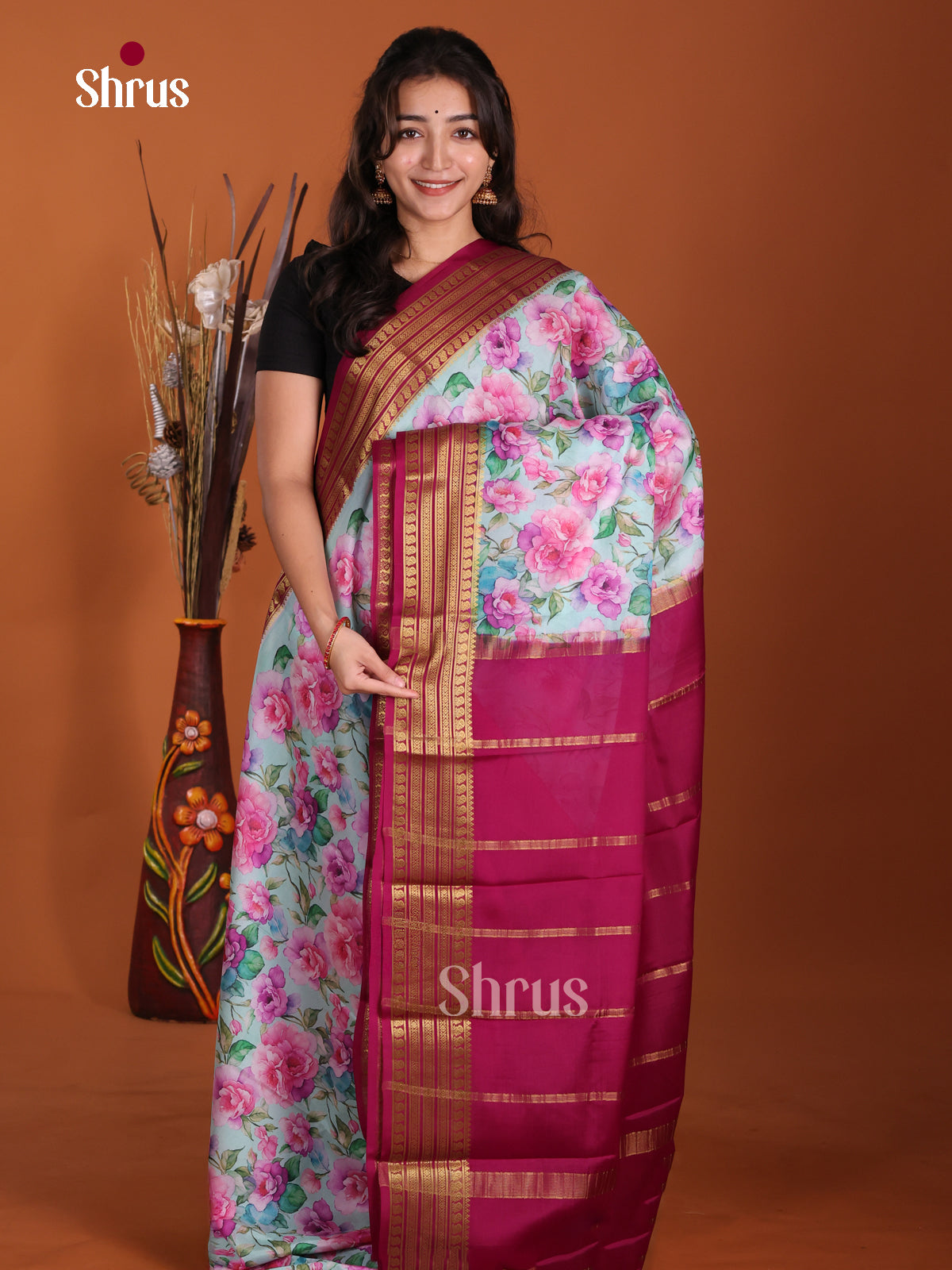 DKS06325 - Mysore Silk Print Saree