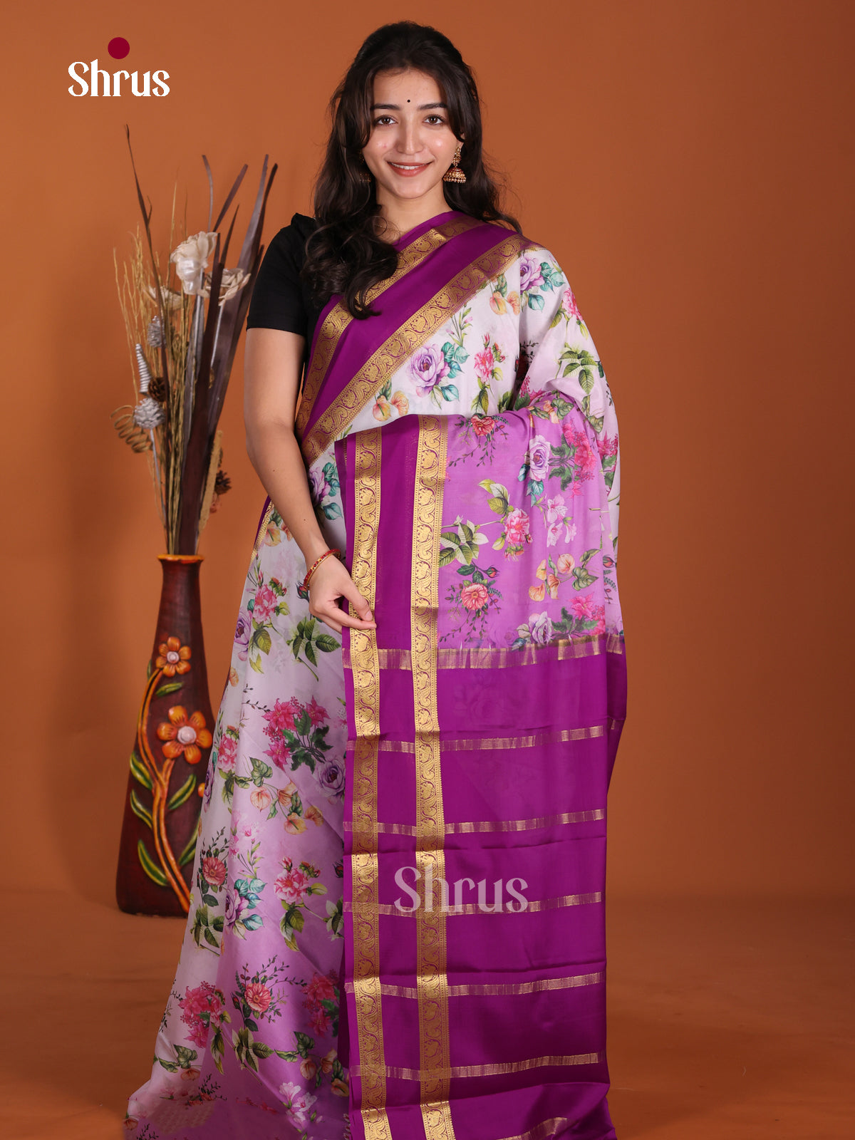 DKS06331 - Mysore Silk Print Saree