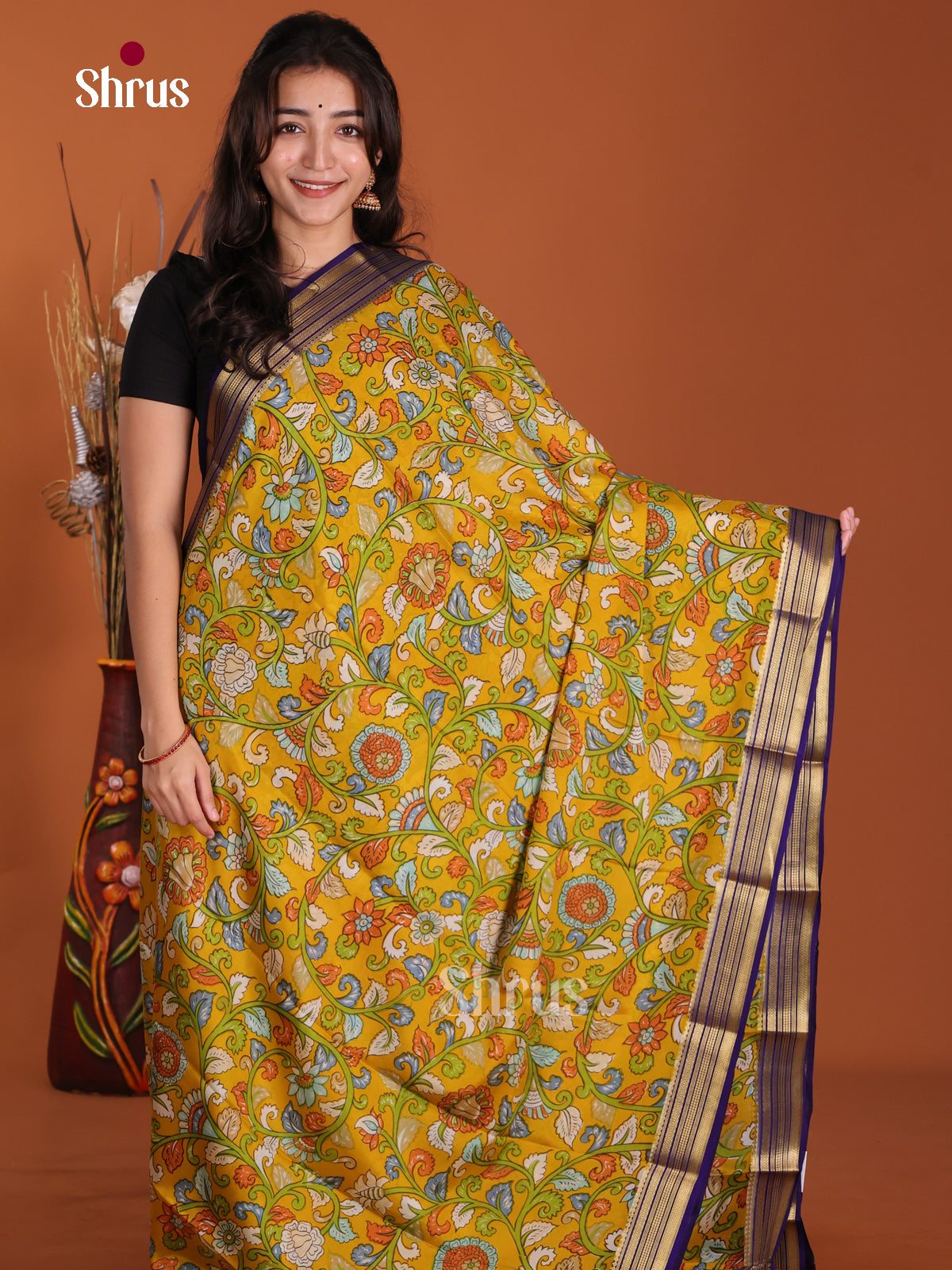 DKS06335 - Mysore Silk Print Saree - Shop on Shrus.com