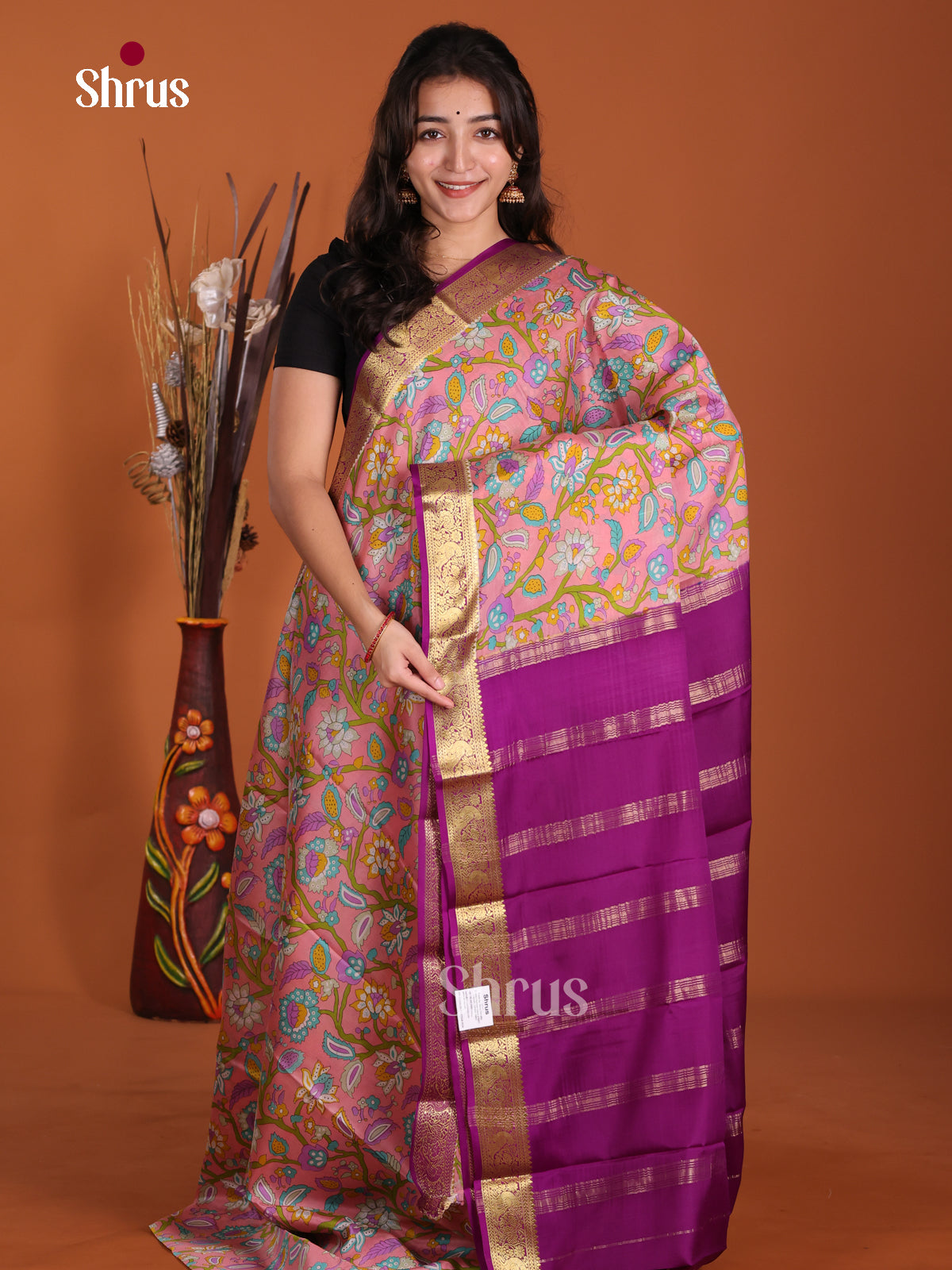 DKS06339 - Mysore Silk Print Saree - Shop on Shrus.com