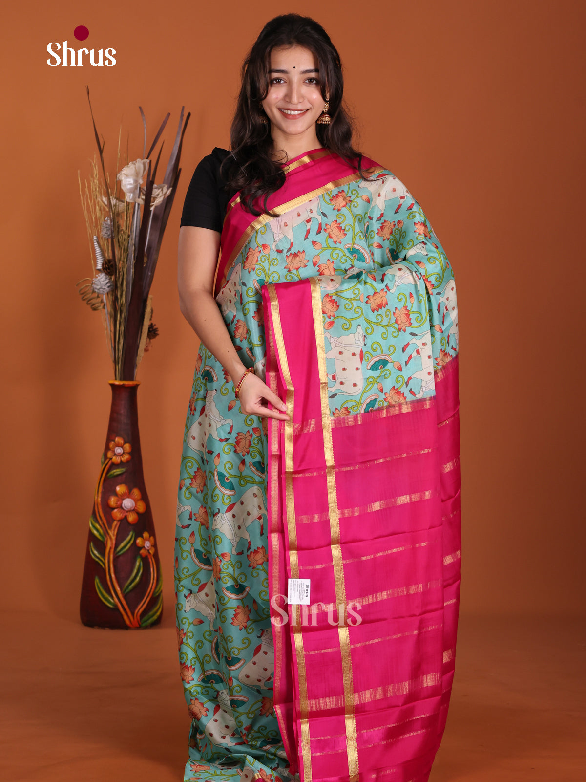 DKS06350 - Mysore Silk Print Saree
