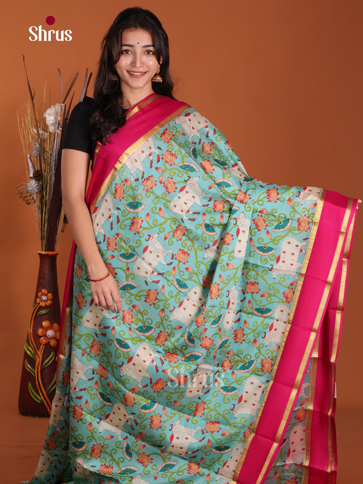 DKS06350 - Mysore Silk Print Saree