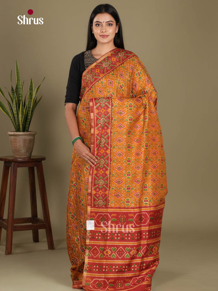 Mustard & Brick- Semi Patola Saree