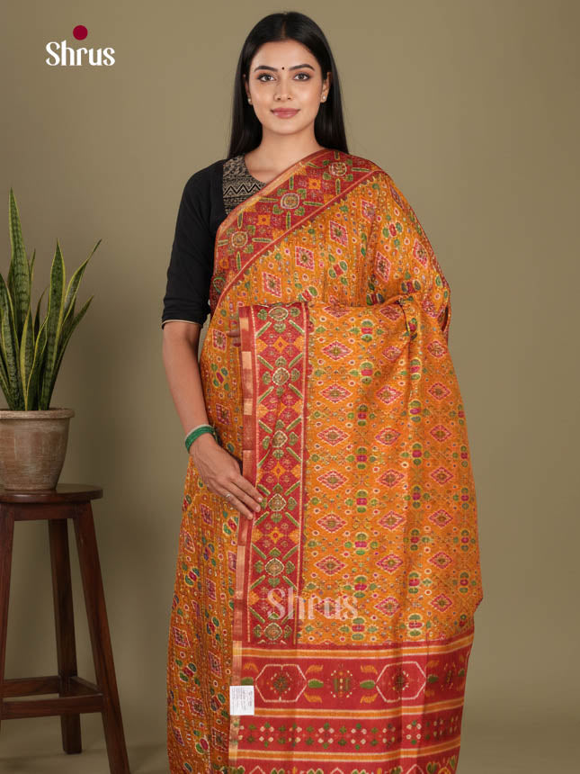 Mustard & Brick- Semi Patola Saree