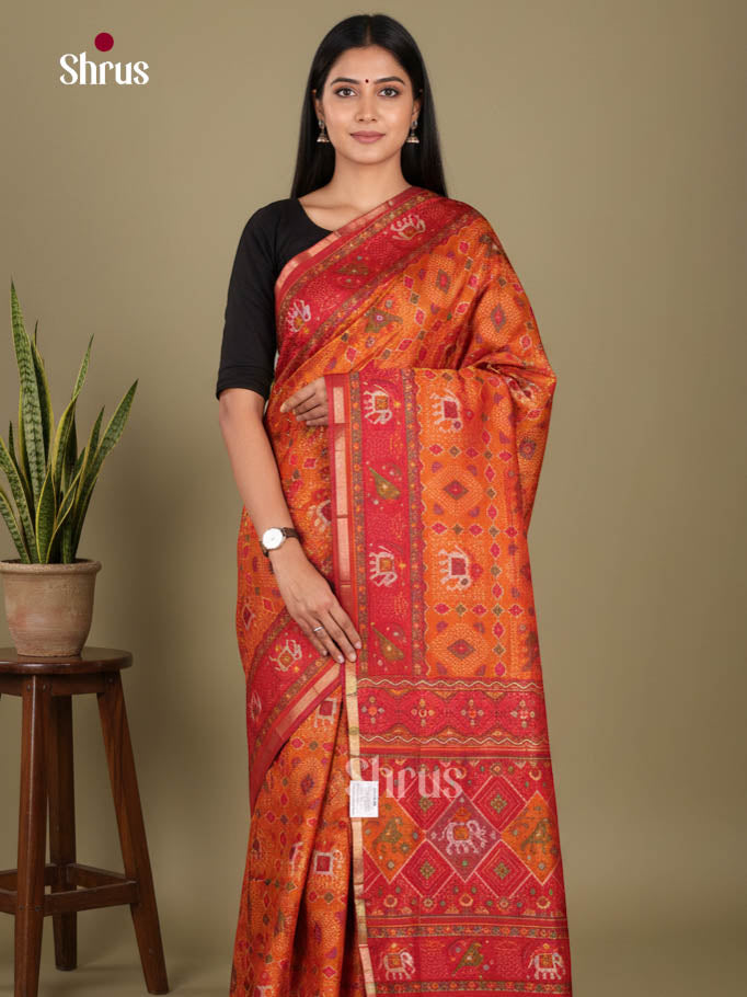 Orange & Red - Semi Patola Saree