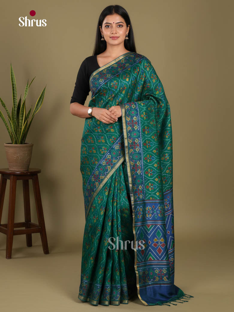 Green & Blue - Semi Patola Saree