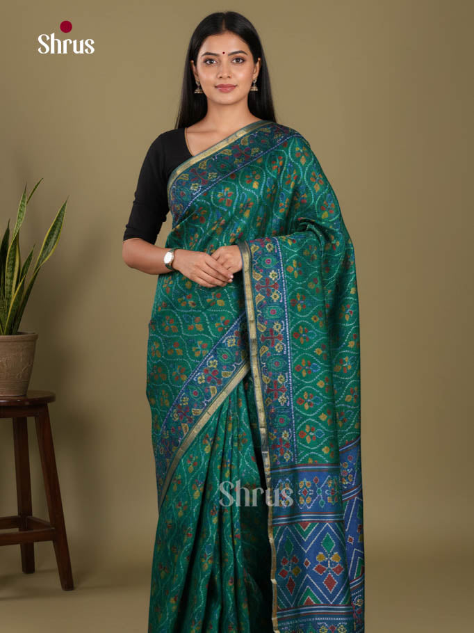 Green & Blue - Semi Patola Saree