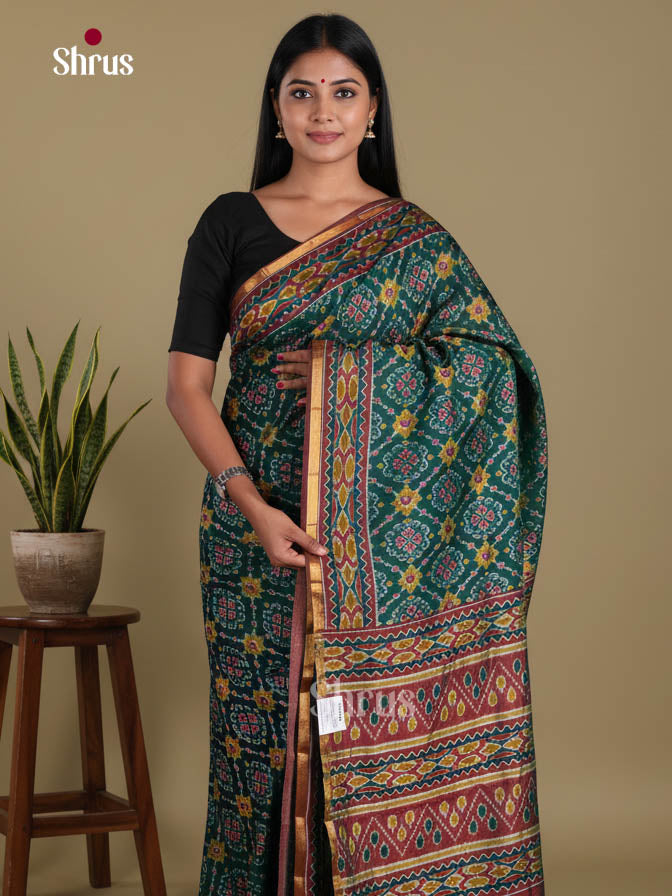 Peacock Green & Maroon - Semi Patola Saree