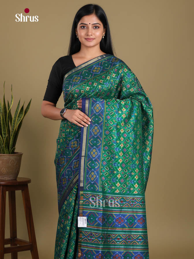 Green & Blue - Semi Patola Saree