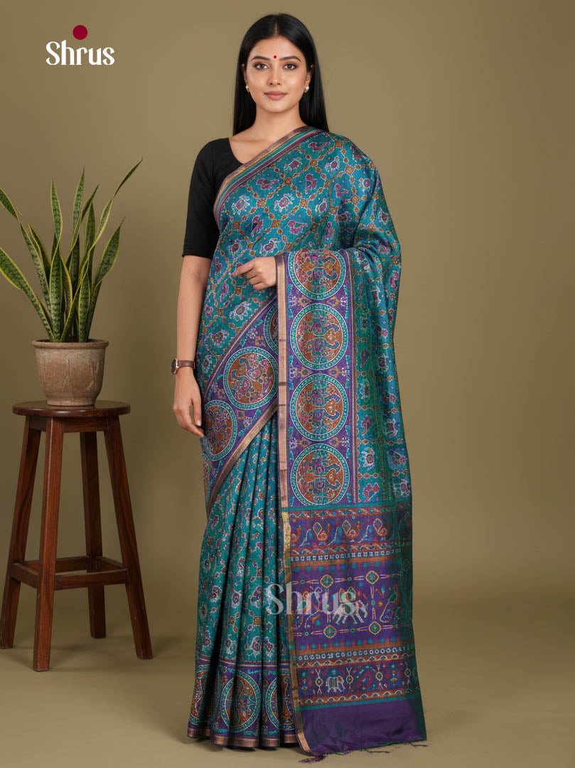 Blue & Purple- Semi Patola Saree