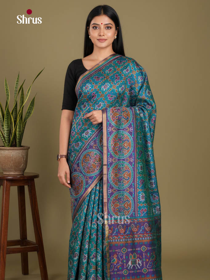Blue & Purple- Semi Patola Saree