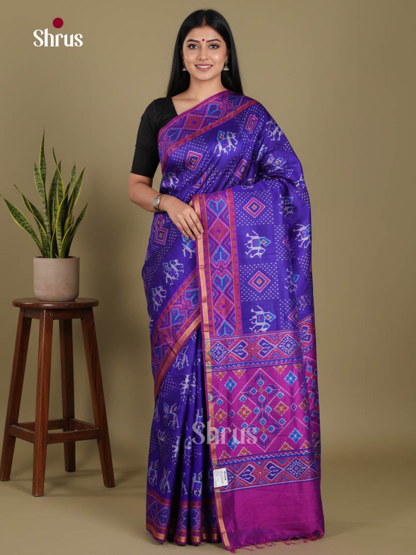 Blue & Purple- Semi Patola Saree