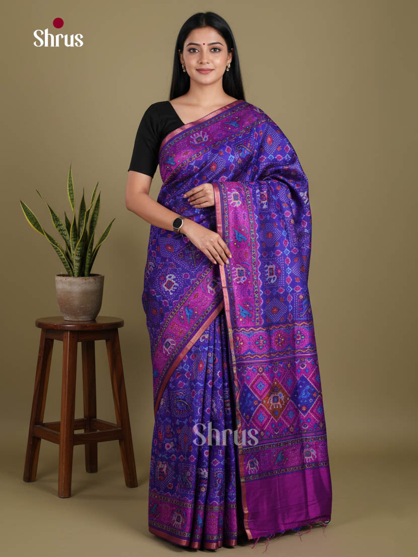 Blue & Purple - Semi Patola Saree