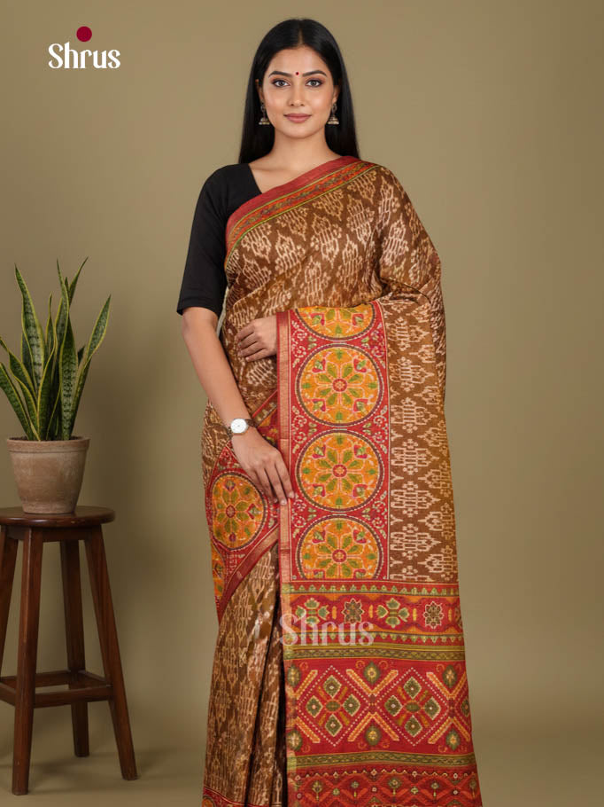 Mehandi & Brick - Semi Patola Saree