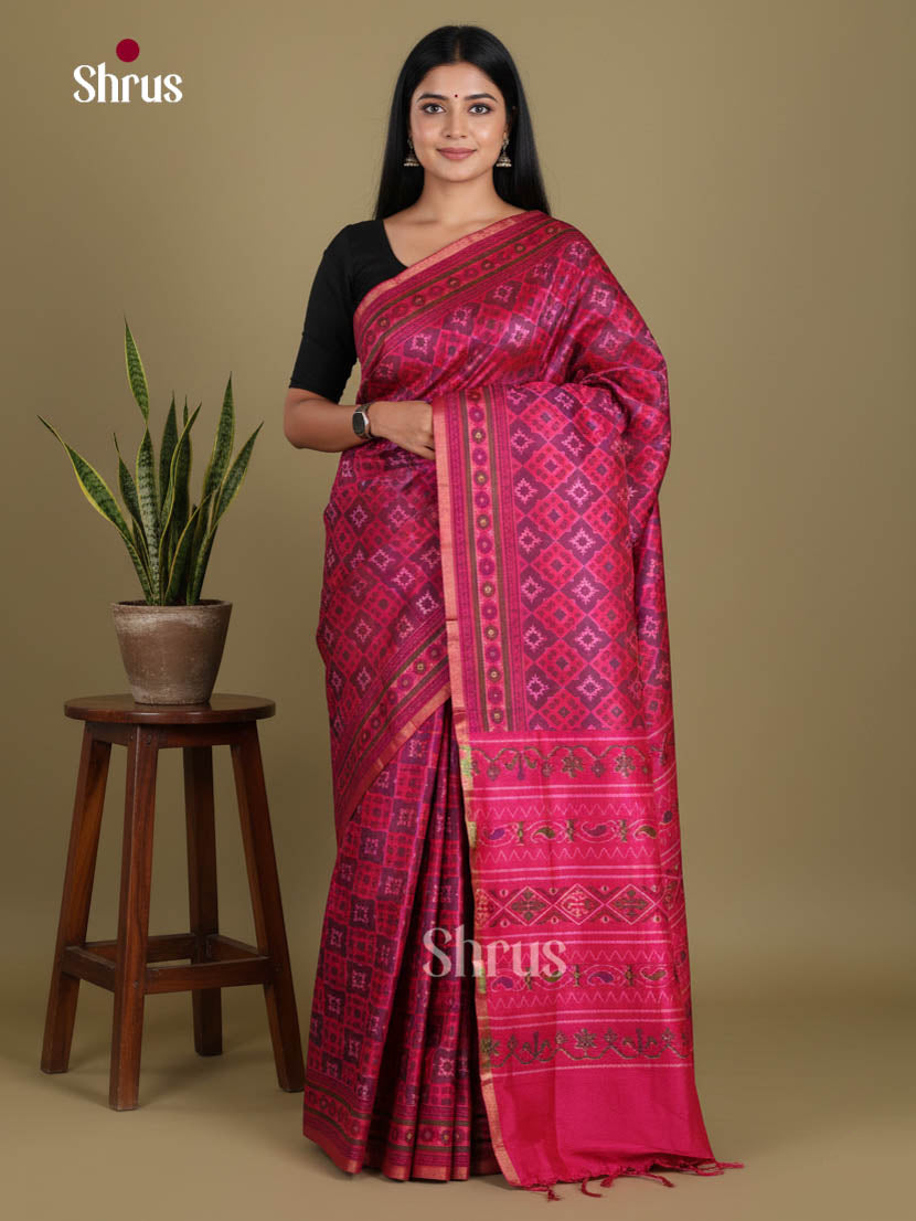 Pink & Purple - Semi Patola Saree