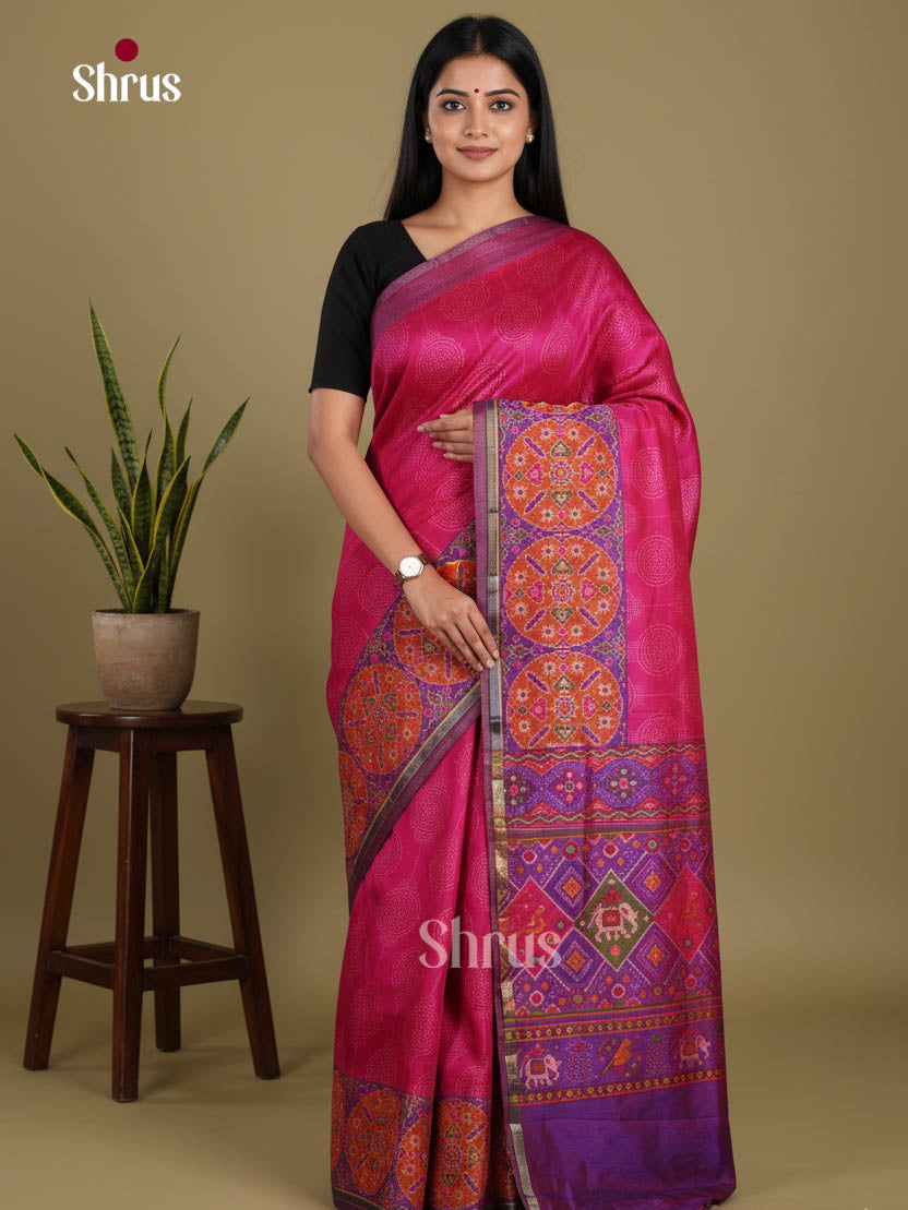 Pink & Purple - Semi Patola Saree