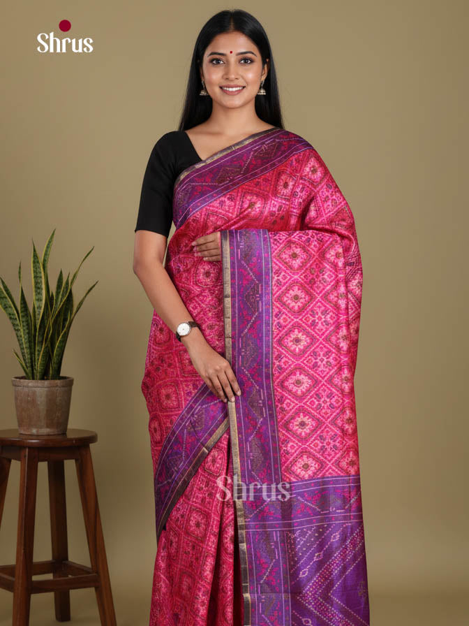 Pink & Purple - Semi Patola Saree