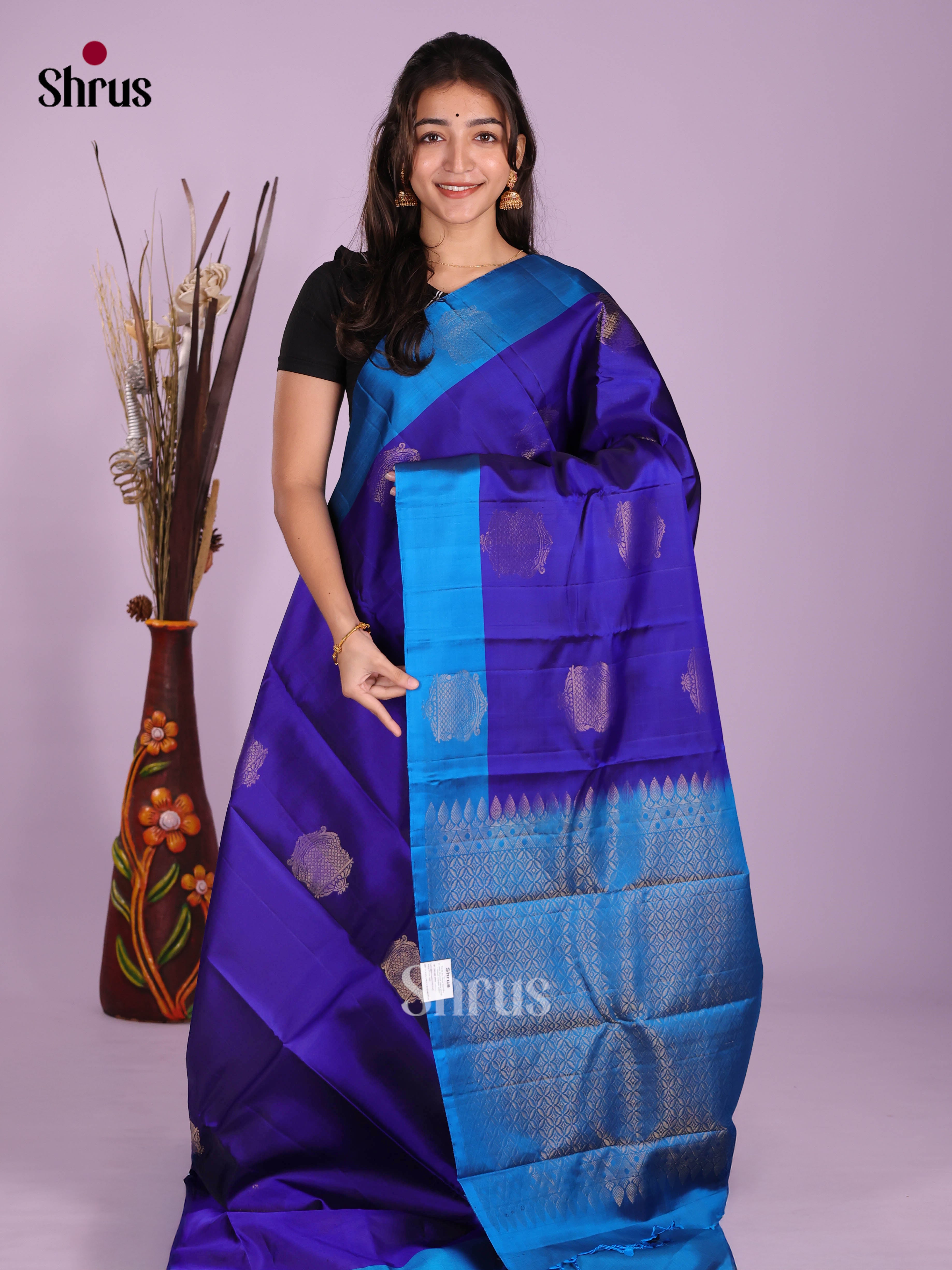 Blue - Softsilk-halfpure Saree