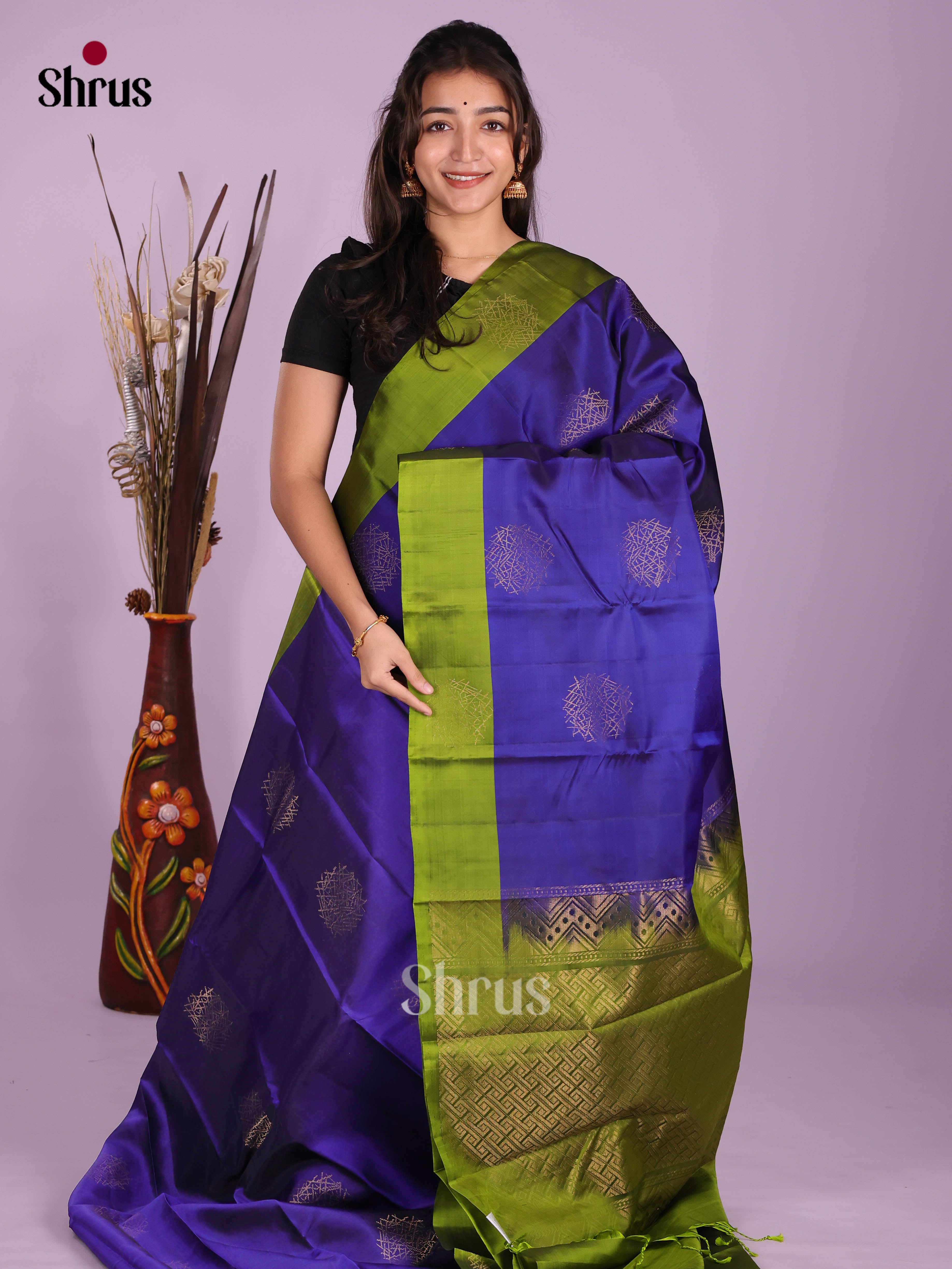 Blue & Green - Softsilk-halfpure Saree