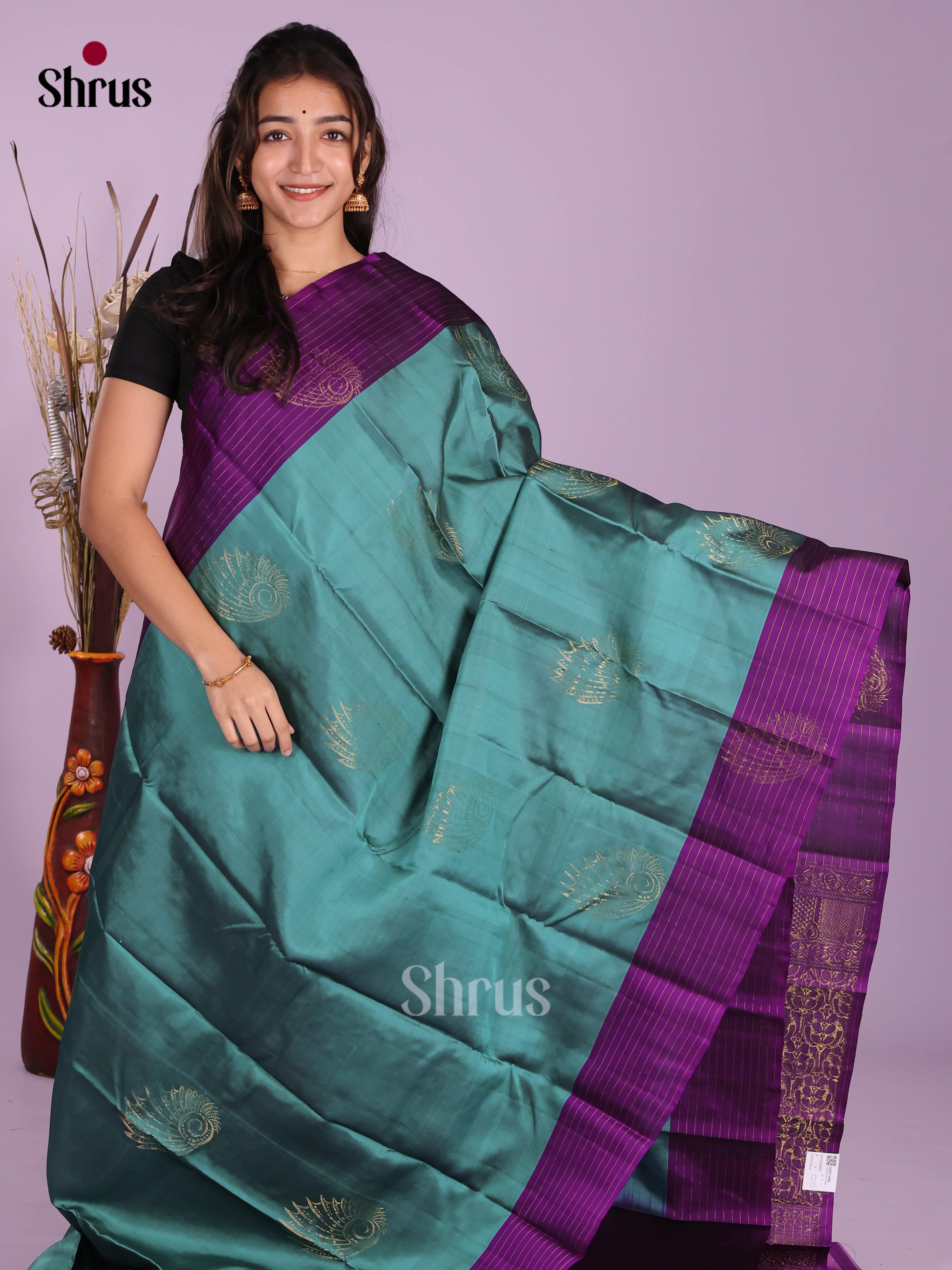Blue & Violet- Softsilk-halfpure Saree