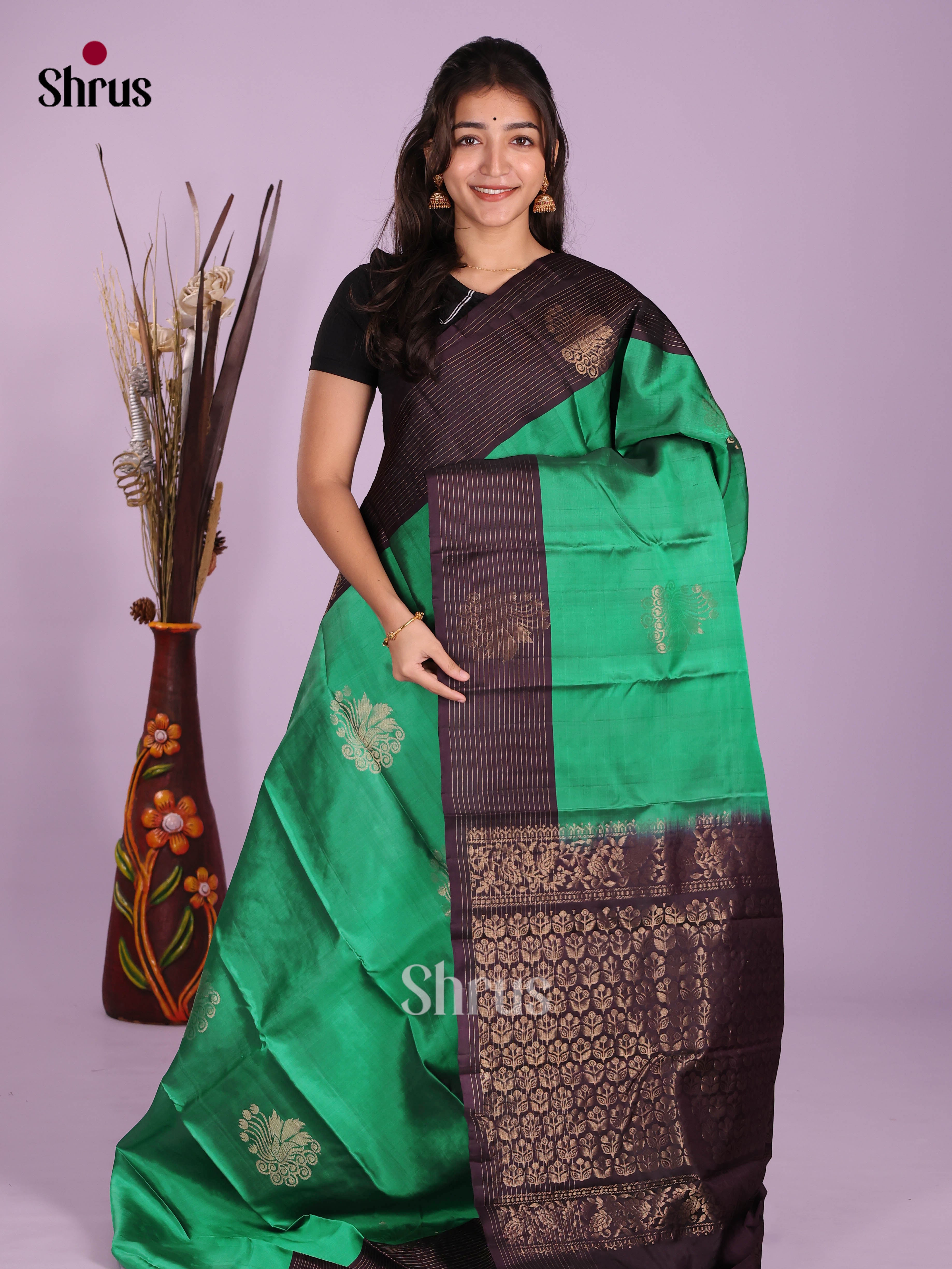 Green  - Softsilk-halfpure Saree