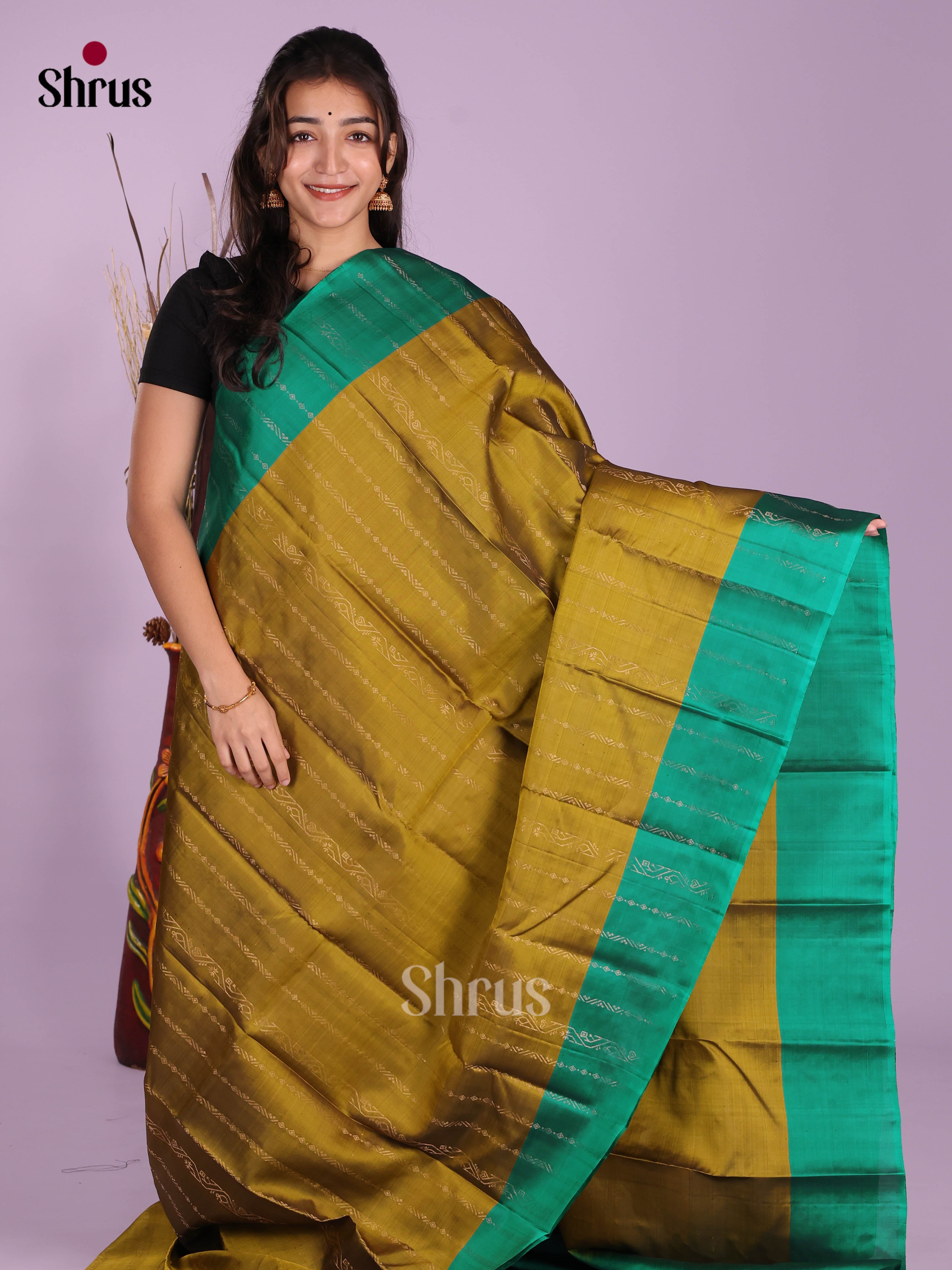 Mehandi Green & Green - Softsilk-halfpure Saree