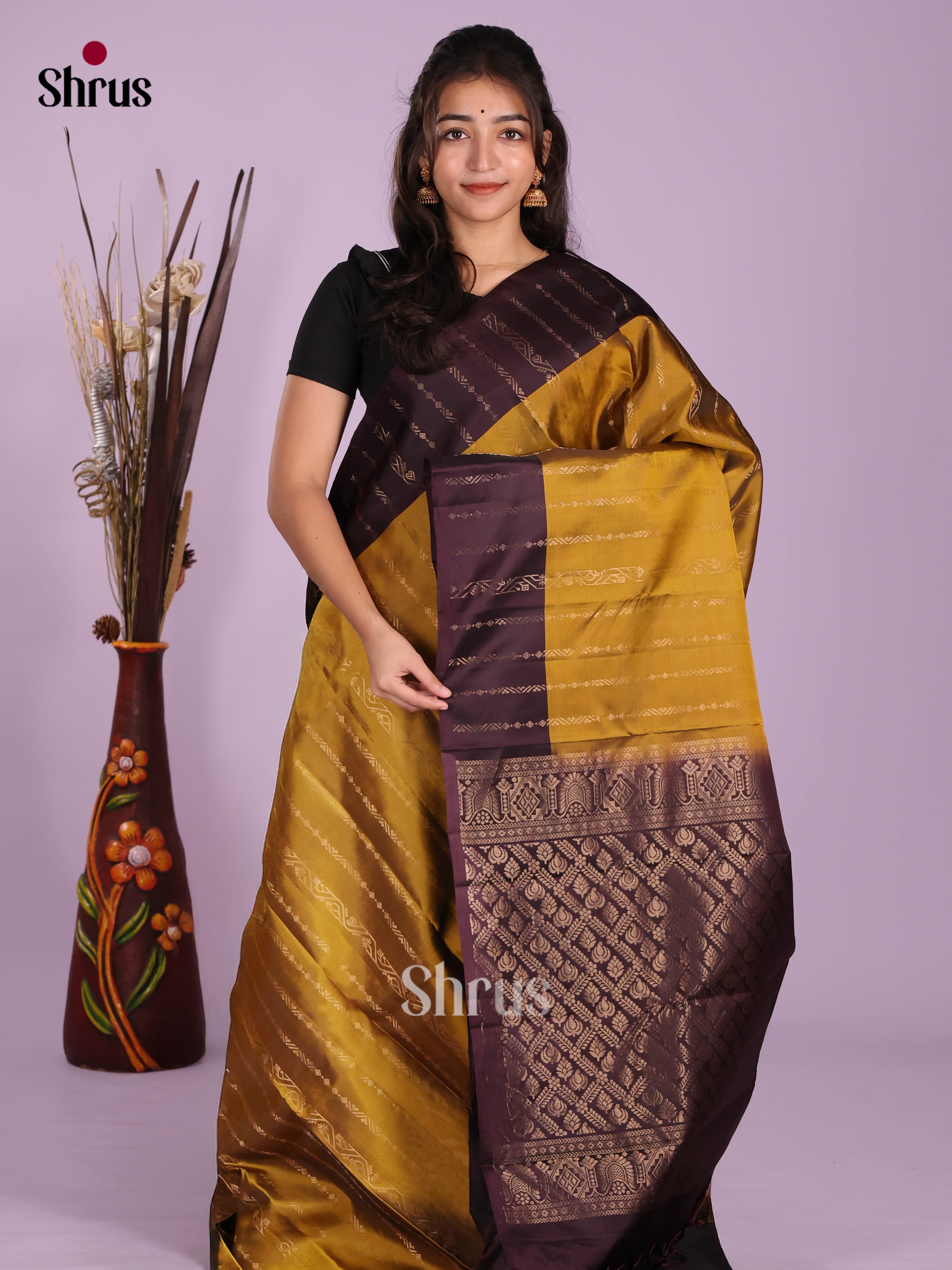 Mehandi & Jamun- Softsilk-halfpure Saree