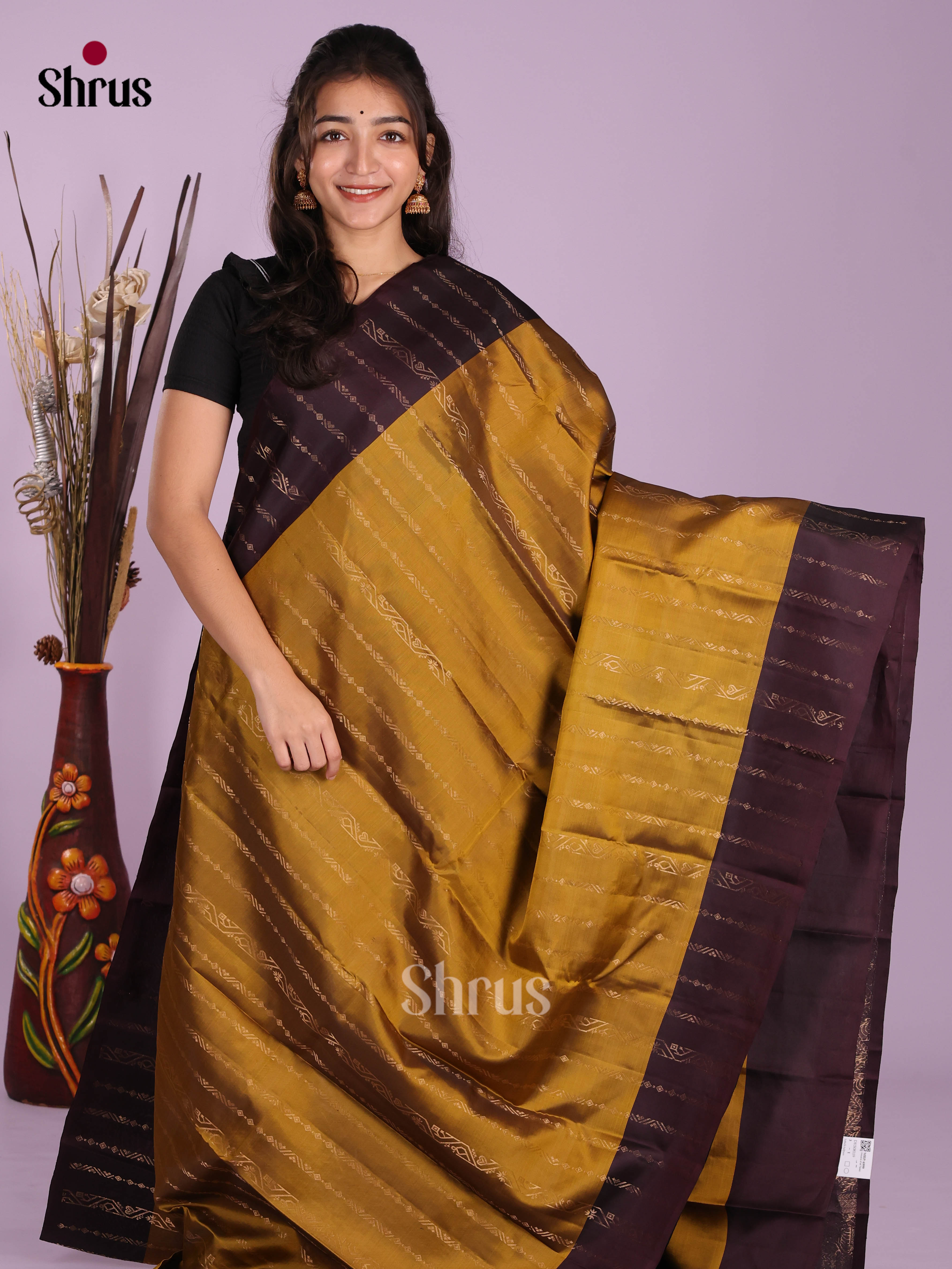 Mehandi & Jamun- Softsilk-halfpure Saree