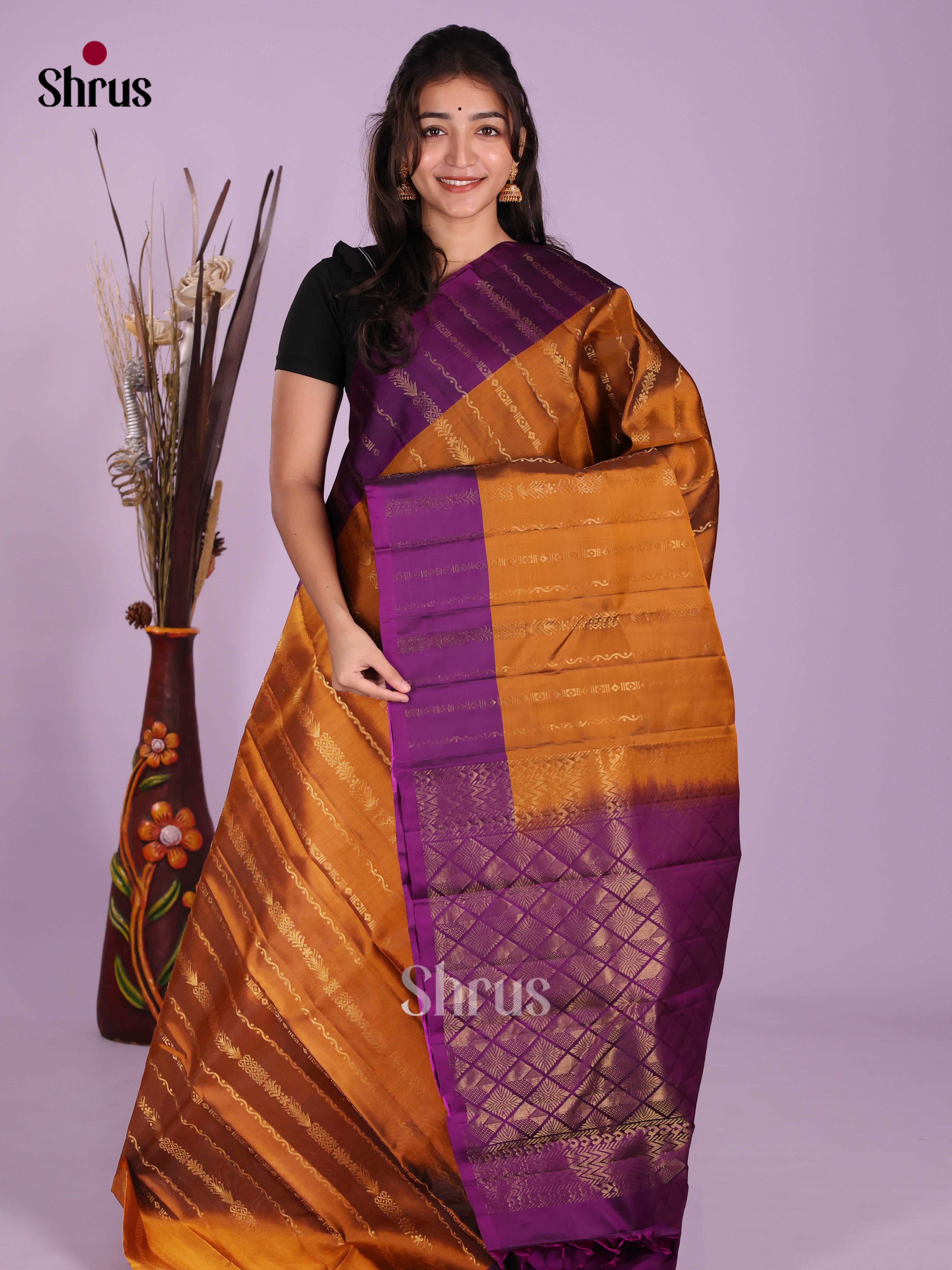Rust & Violet - Softsilk-halfpure Saree