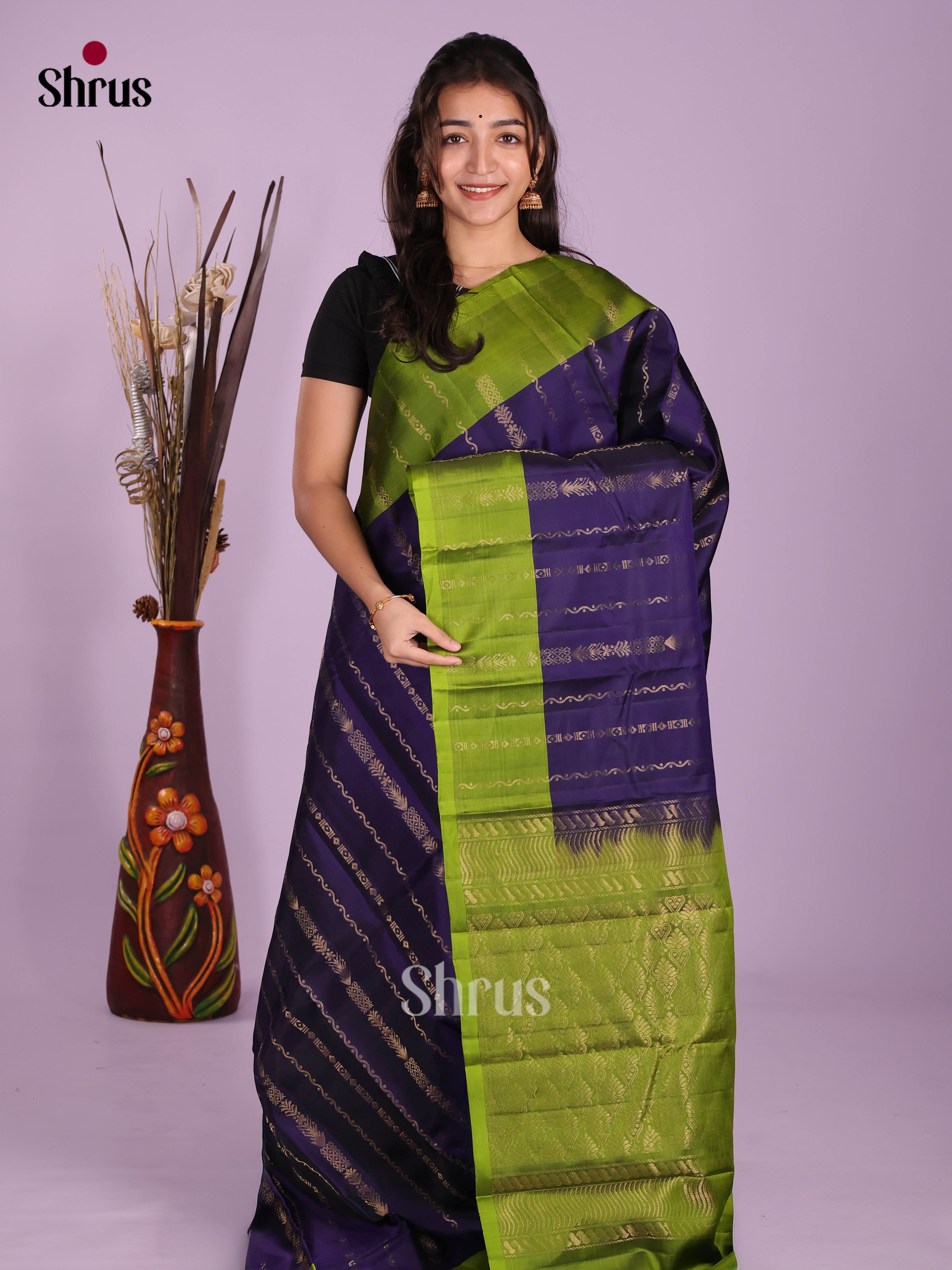 Blue & Green - Softsilk-halfpure Saree
