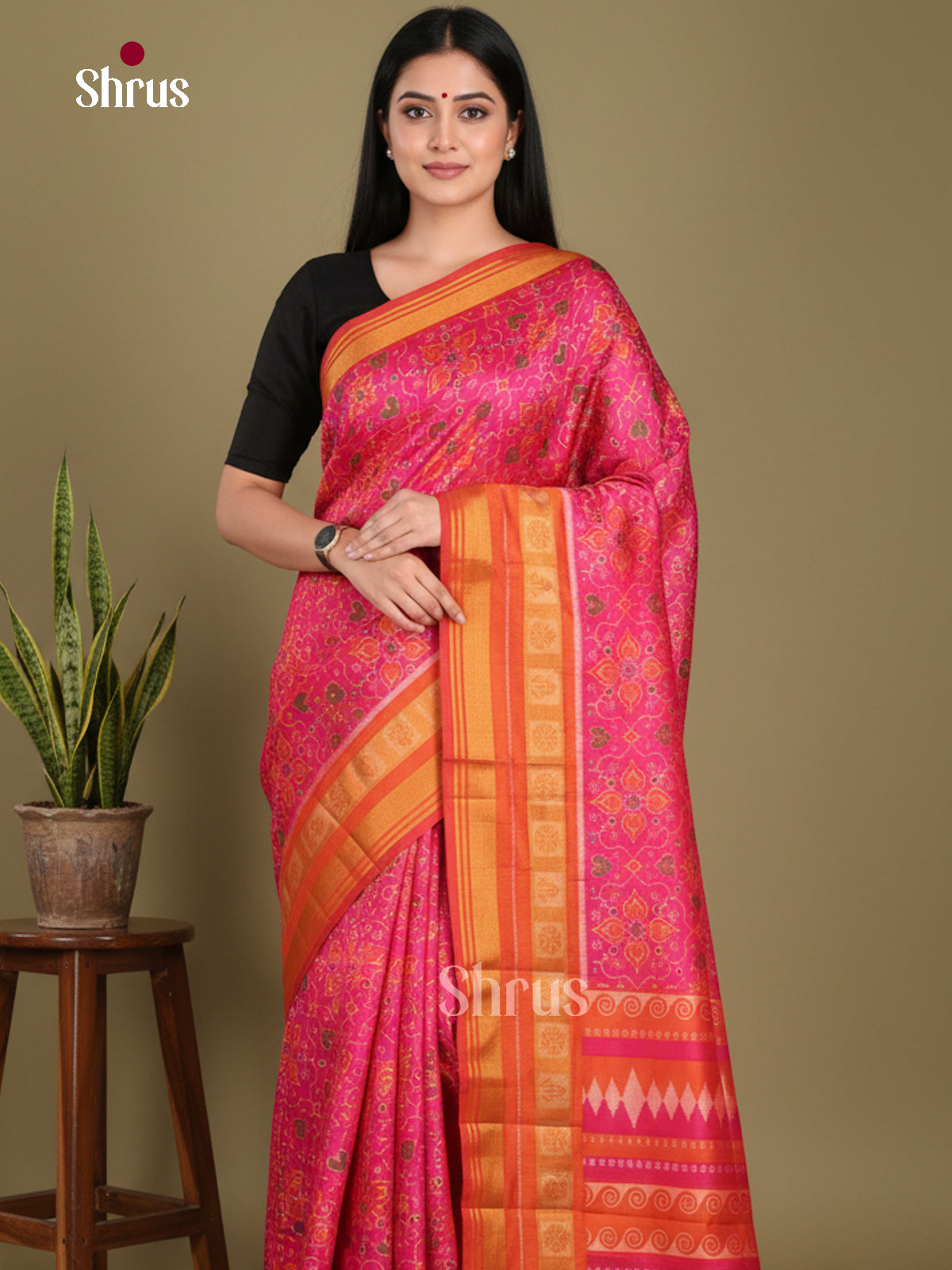 Pink & Orange - Semi Patola Saree