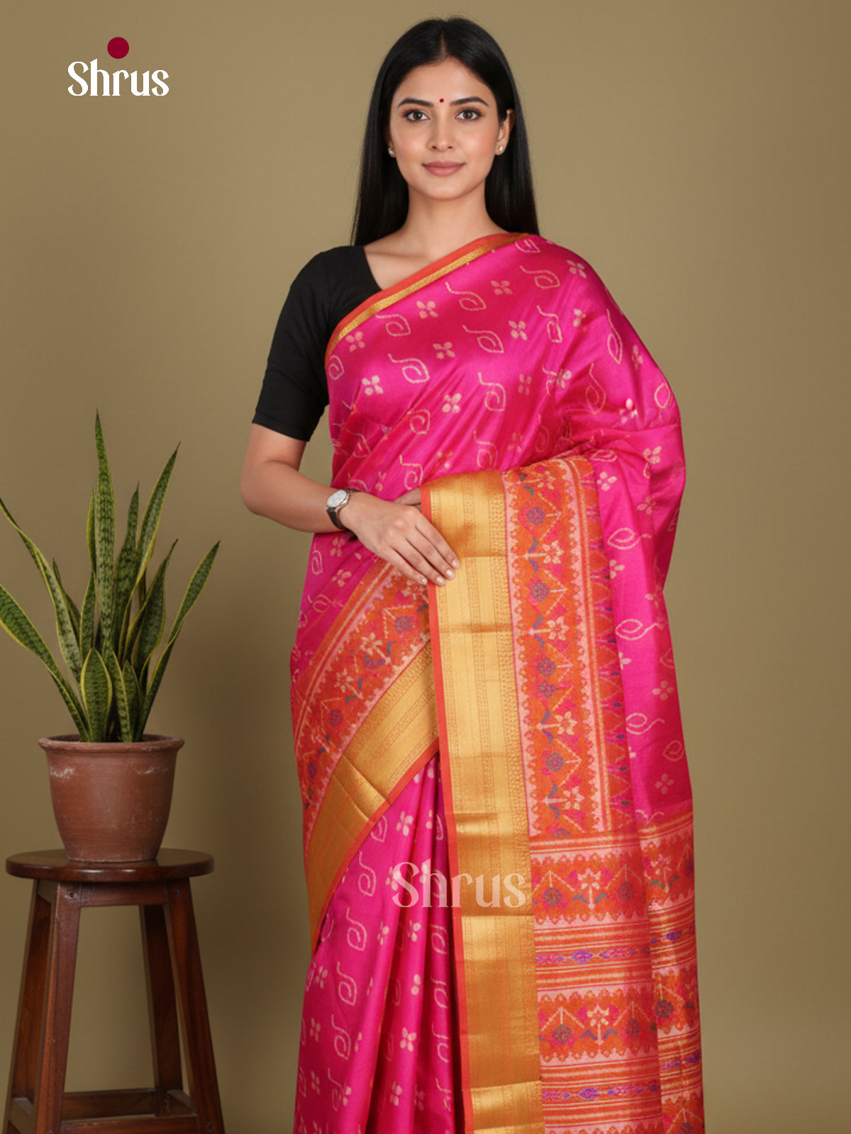 Pink & Orange - Semi Patola Saree