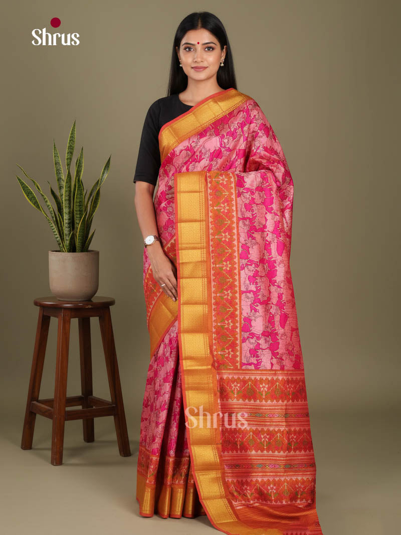Pink & Orange - Semi Patola Saree