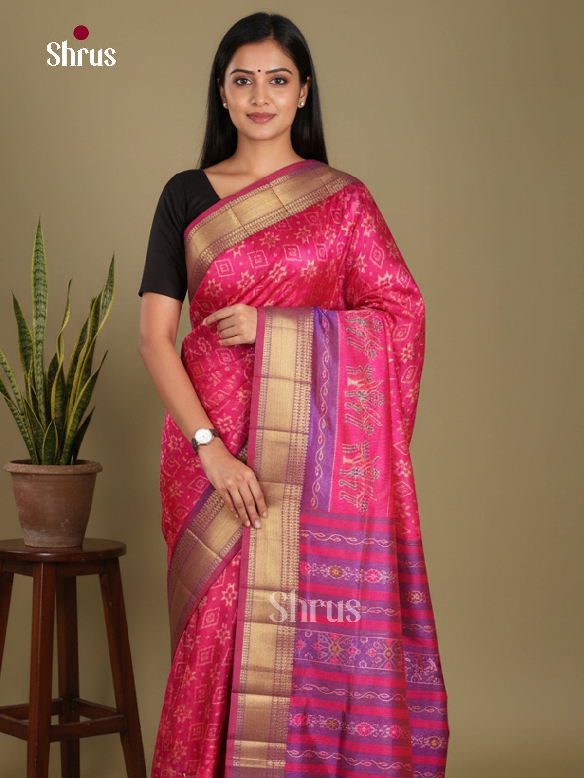 Pink & Purple - Semi Patola Saree