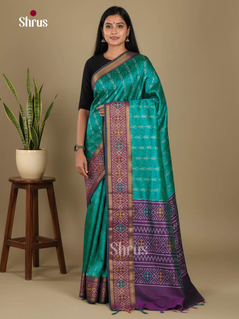Green & Purple - Semi Patola Saree